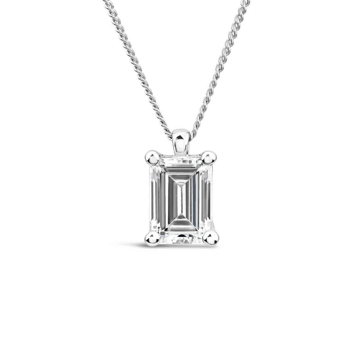 Born 18ct White Gold 1.00ct Lab Grown Emerald Diamond Pendant