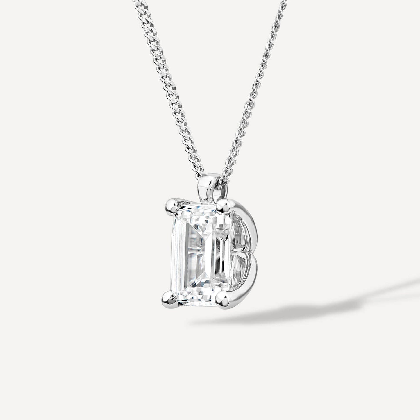 Born 18ct White Gold 1.00ct Lab Grown Emerald Diamond Pendant