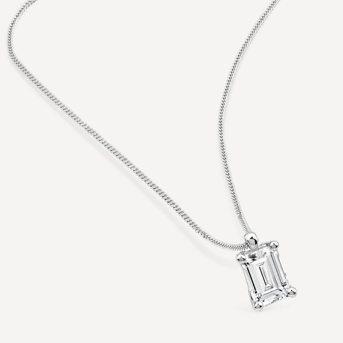 Born 18ct White Gold 1.00ct Lab Grown Emerald Diamond Pendant