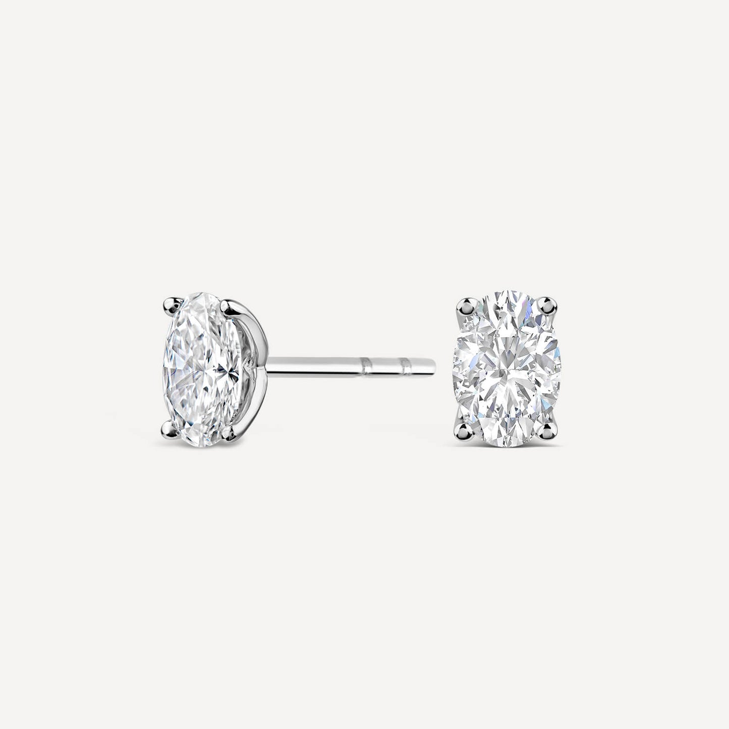 Born 18ct White Gold Lab Grown 1.40ct Diamond Oval Stud Earrings