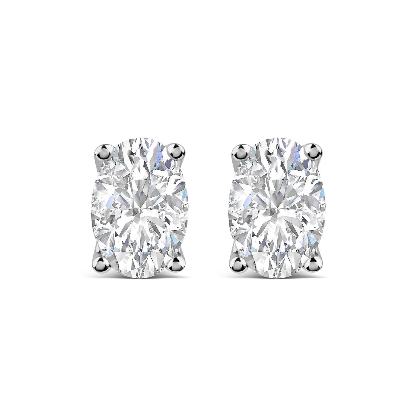Born 18ct White Gold Lab Grown 1.40ct Diamond Oval Stud Earrings