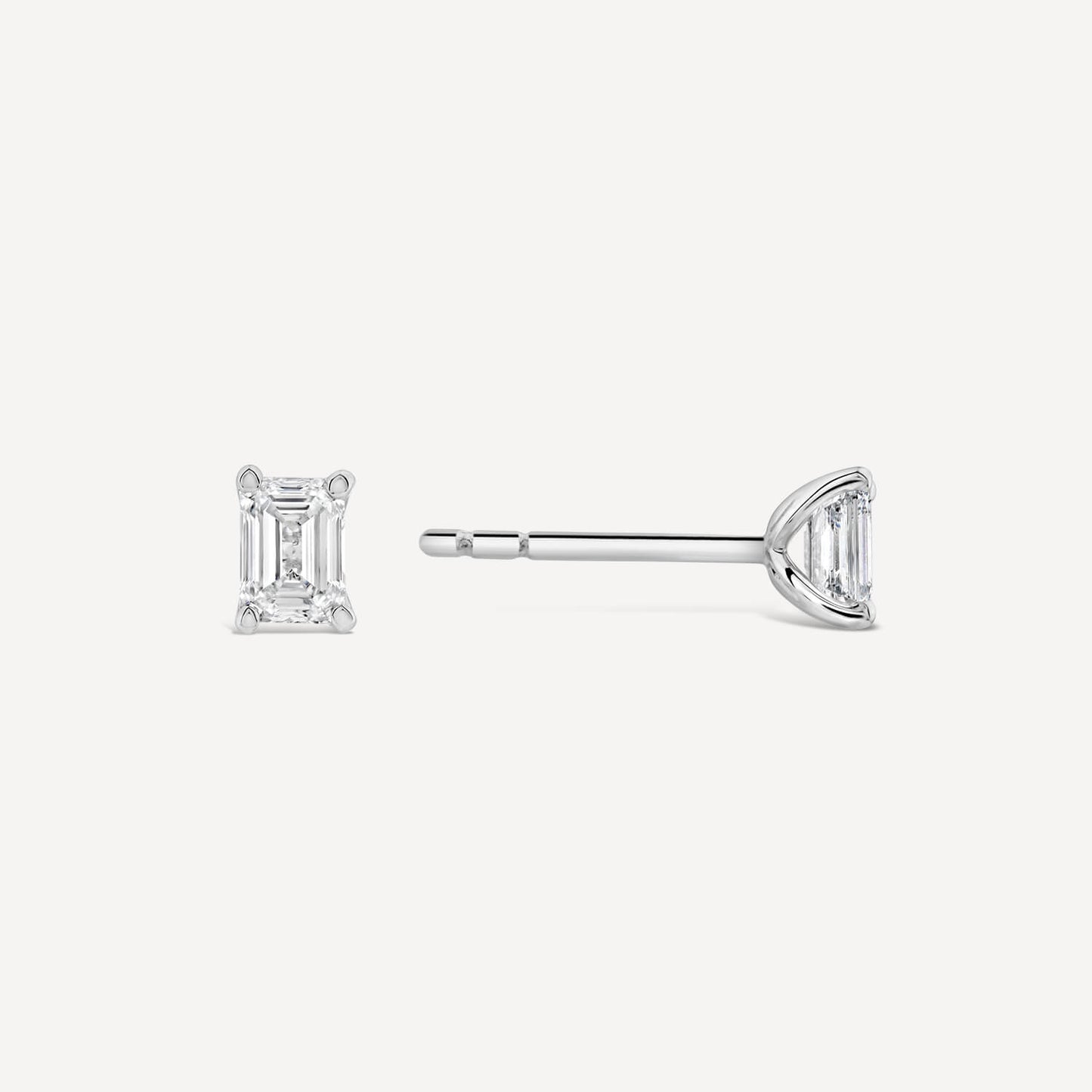 Born 18ct White Gold 0.50ct Lab Grown Emerald Cut Diamond Stud Earrings