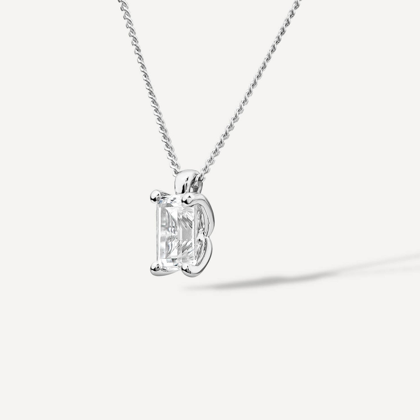 Born 18ct White Gold Lab Grown 0.50ct Emerald Cut Diamond Pendant