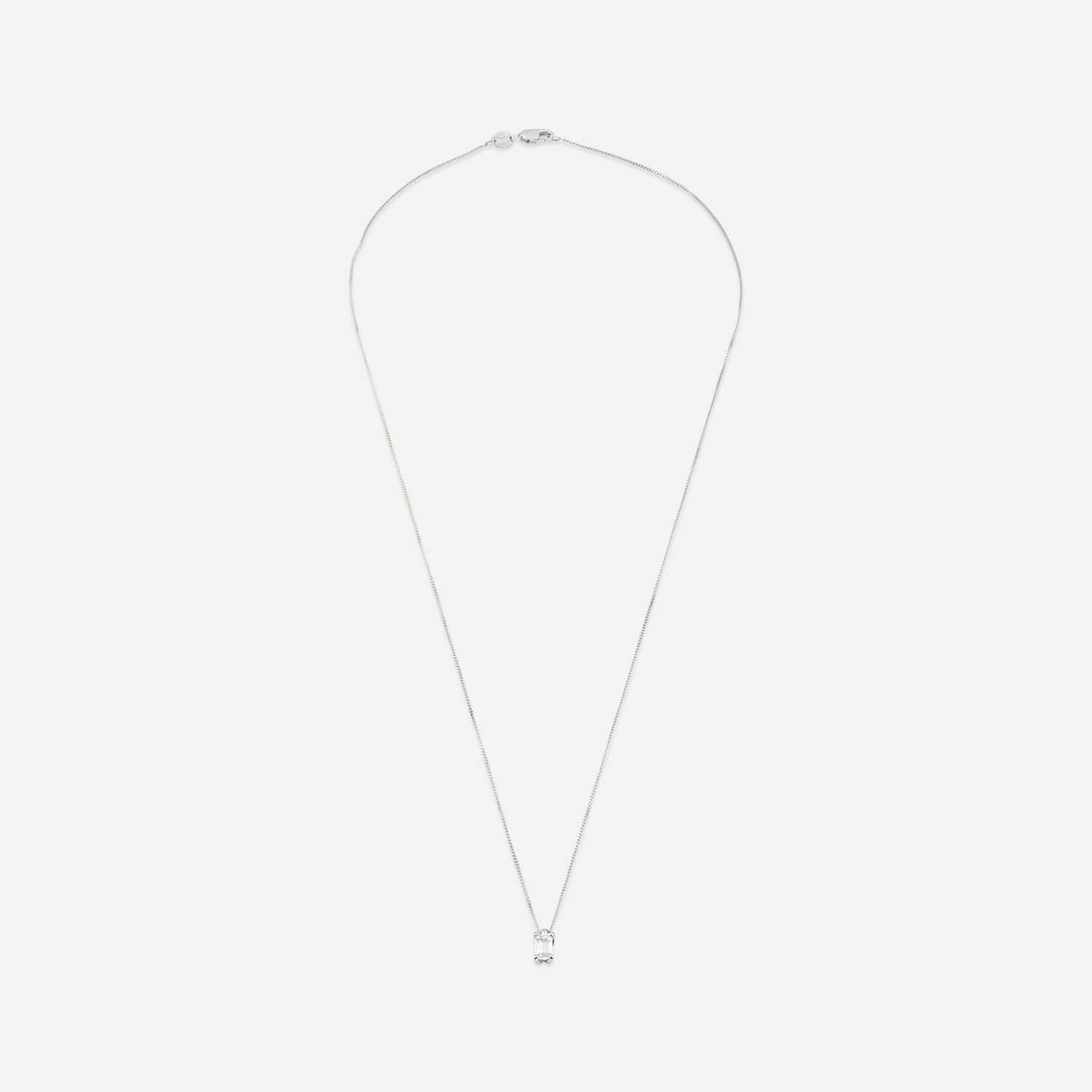 Born 18ct White Gold Lab Grown 0.50ct Emerald Cut Diamond Pendant