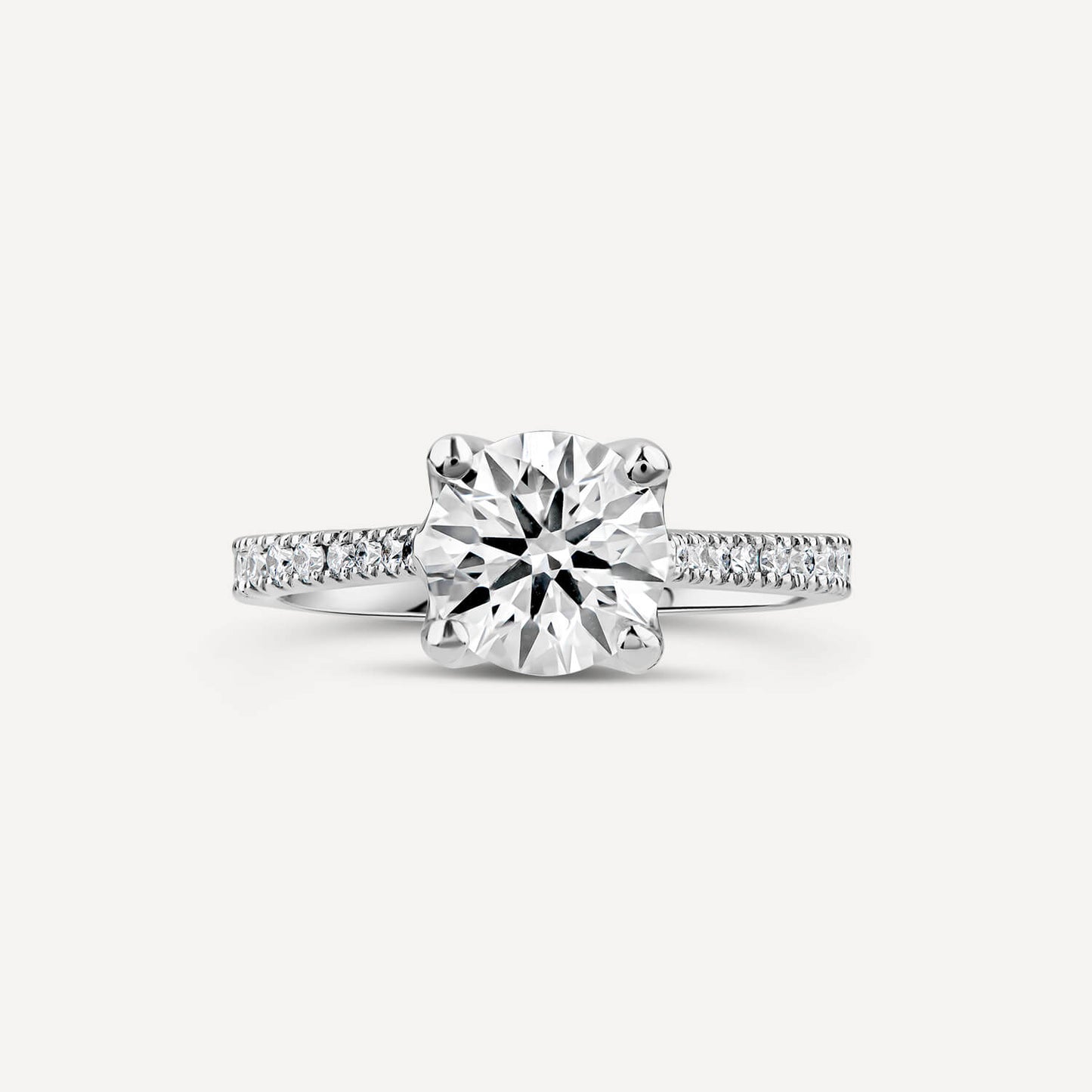 Born Platinum Lab Grown 1.70ct Round Brilliant Solitaire & Diamond Sides Ring