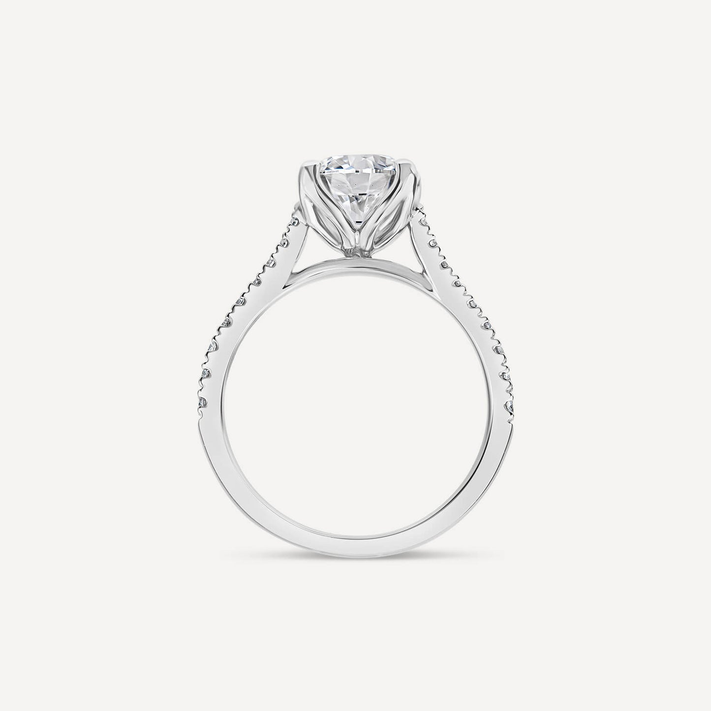 Born Platinum Lab Grown 1.70ct Round Brilliant Solitaire & Diamond Sides Ring