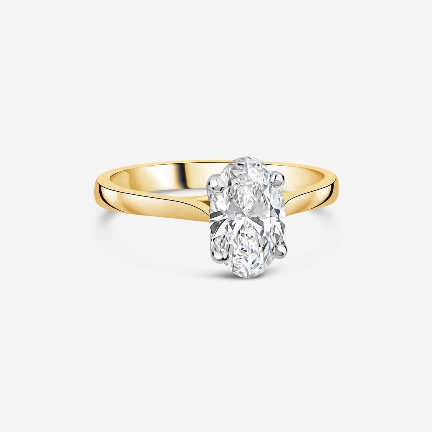Born 18ct Yellow Gold 1ct Lab Grown Solitaire Oval Diamond Ring