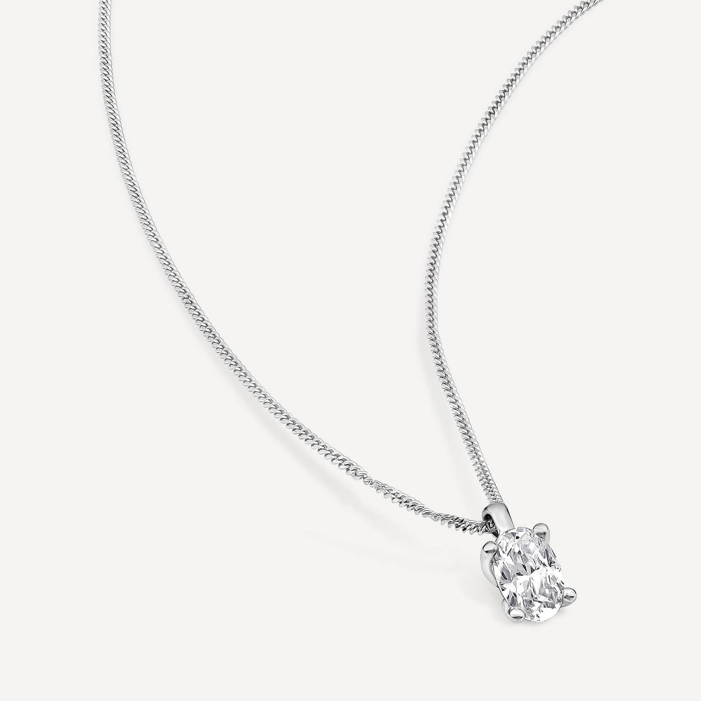 Born 18ct White Gold Lab Grown 0.50ct Oval Diamond Pendant