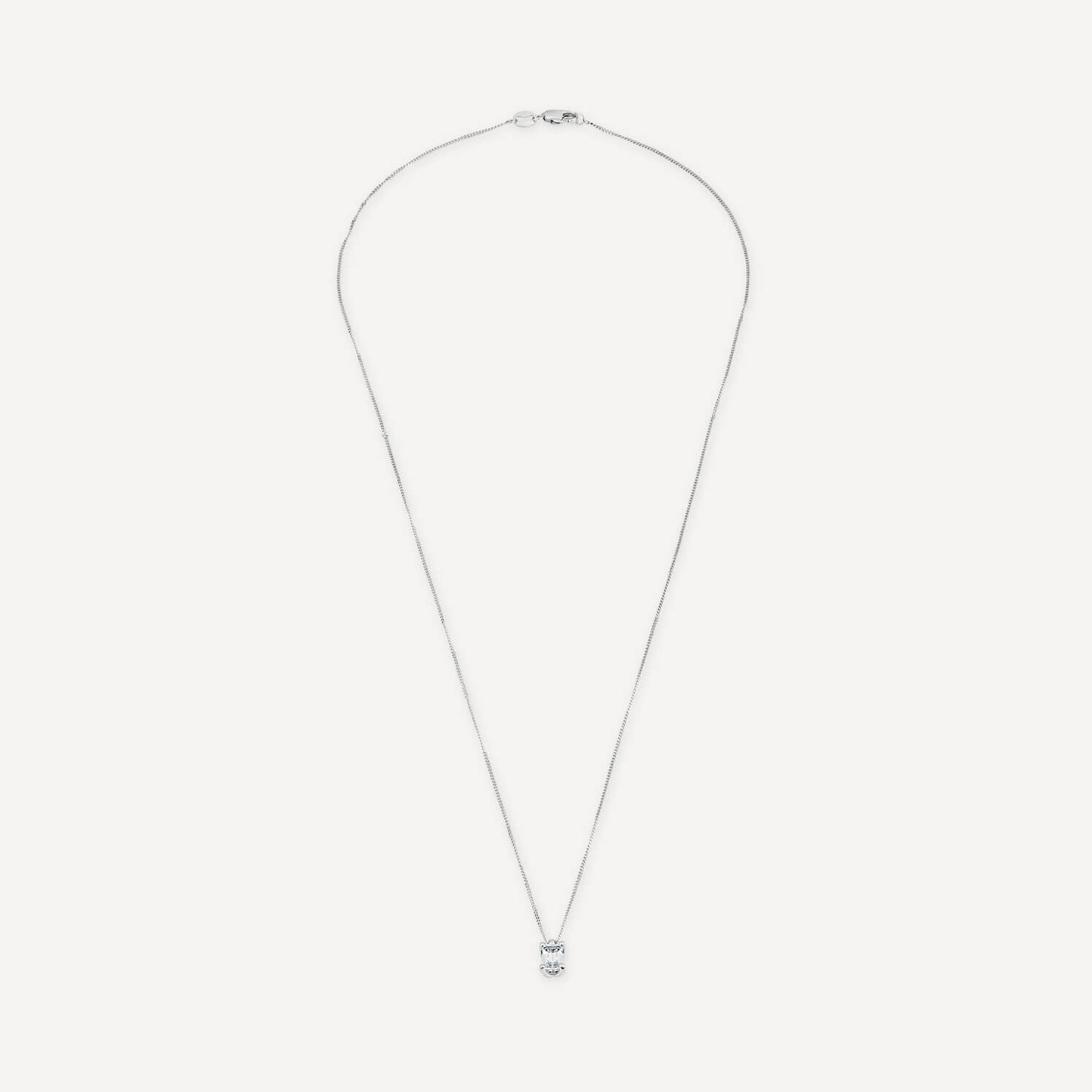 Born 18ct White Gold Lab Grown 0.70ct Emerald Cut Diamond Pendant