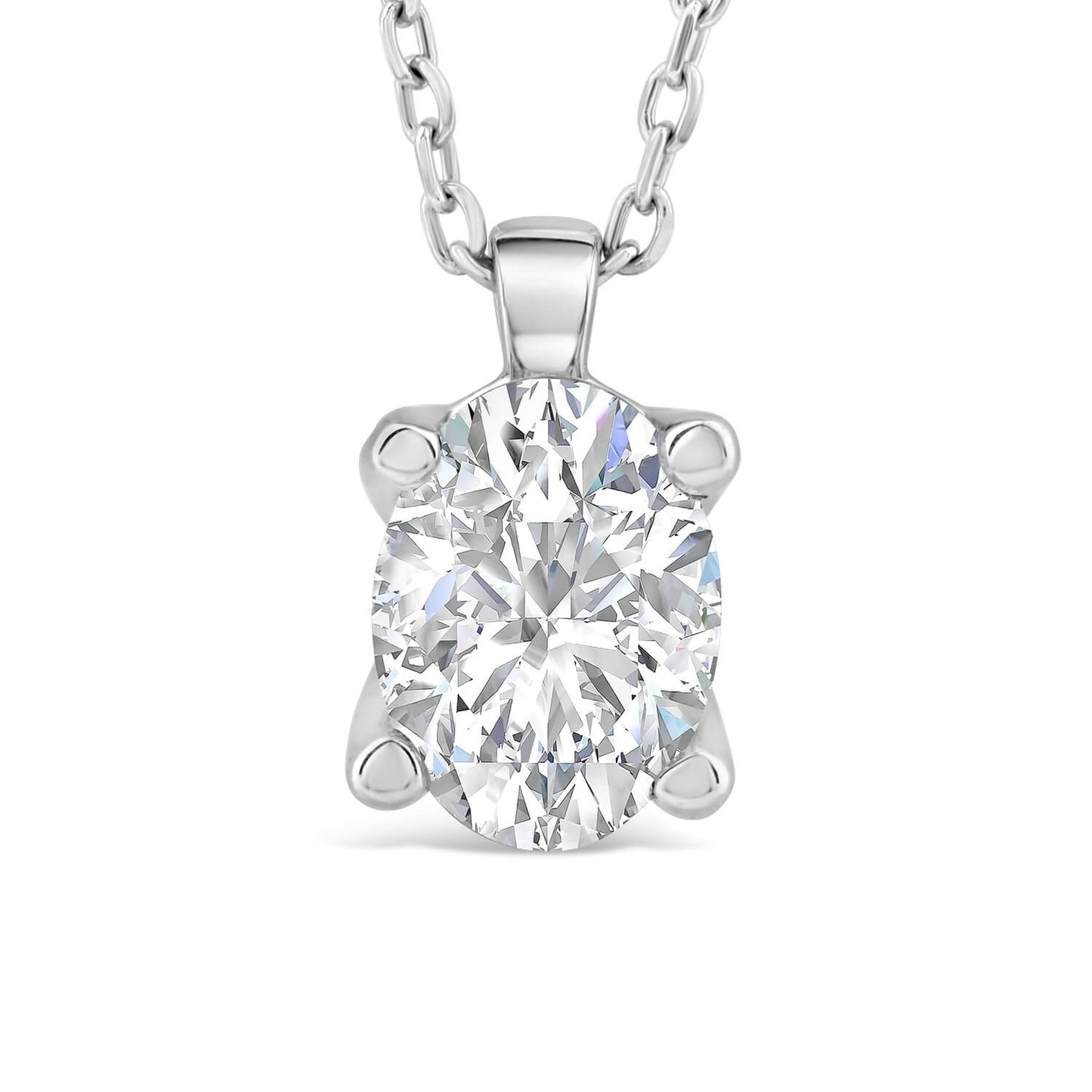 Born 18ct White Gold Lab Grown 0.70ct Oval Diamond Pendant