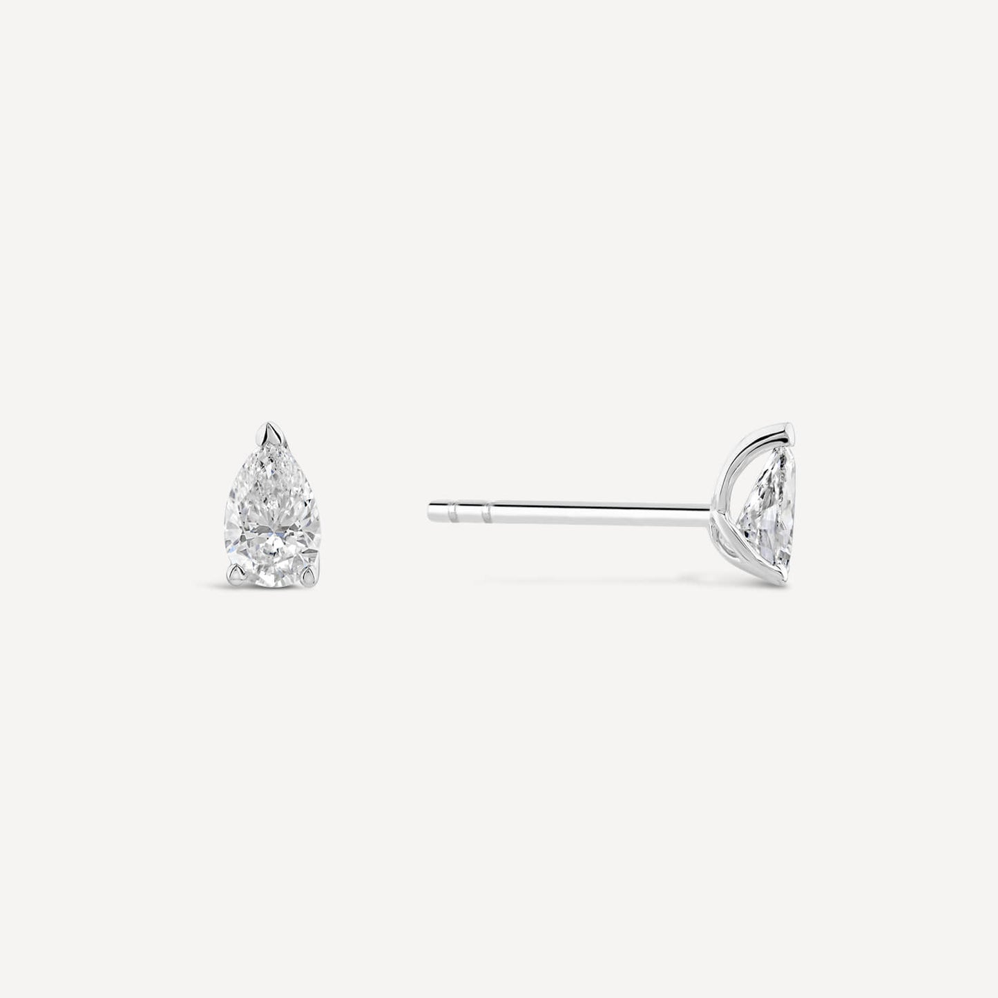Born 18ct White Gold Lab Grown 1ct Diamond Pear Stud Earrings
