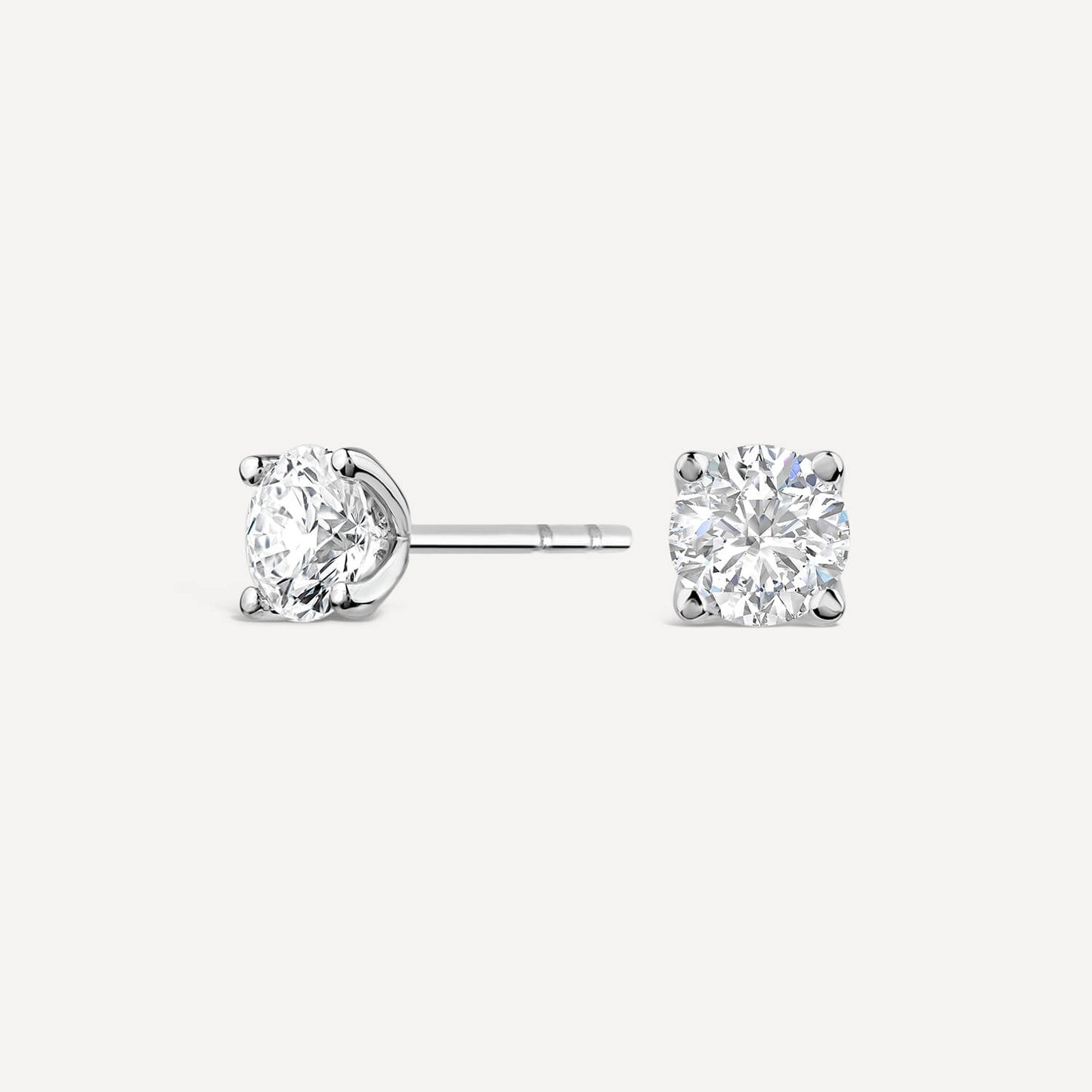 Born 18ct White Gold Lab Grown 1ct Diamond Round Stud Earrings