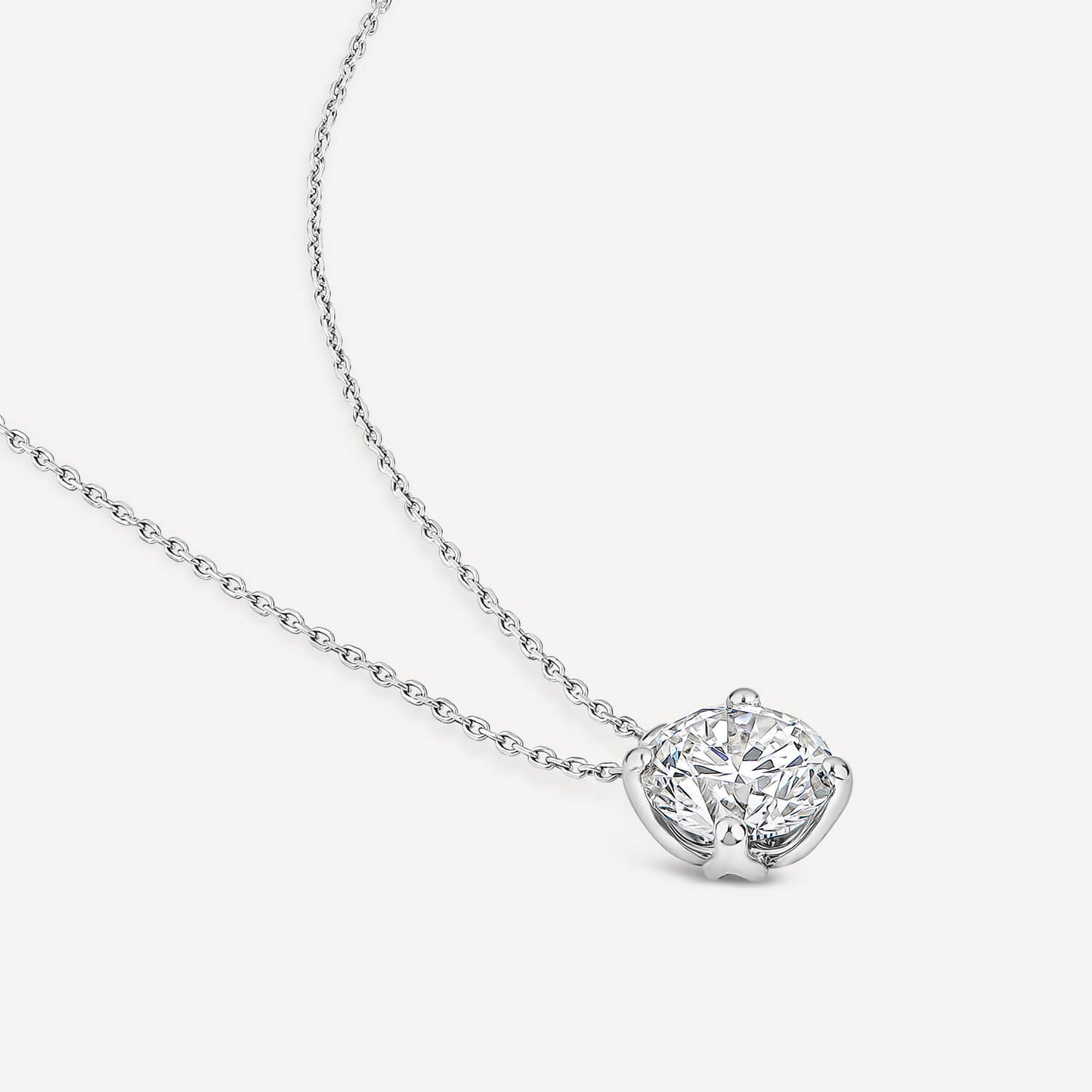 Born 18ct White Gold Lab Grown 2ct Round Solitaire Diamond Pendant
