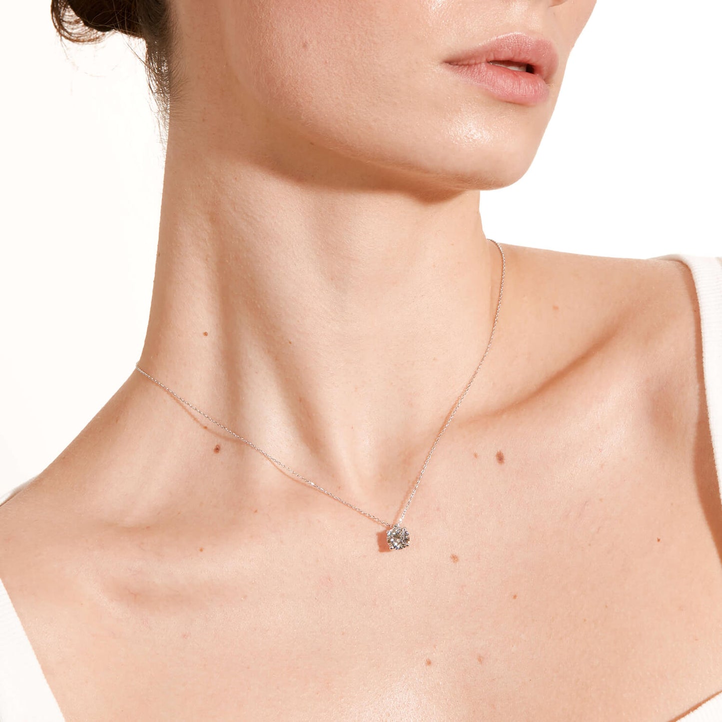 Born 18ct White Gold Lab Grown 2ct Round Solitaire Diamond Pendant