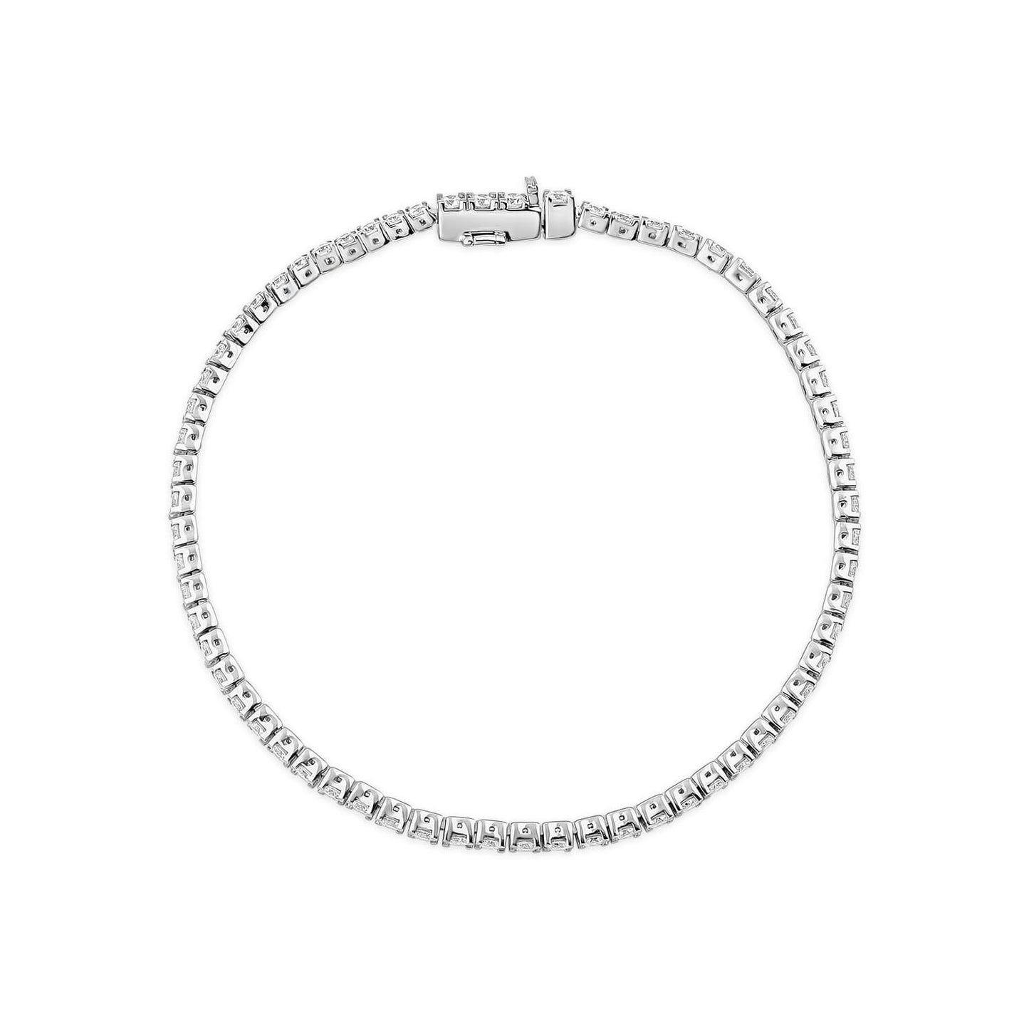 Born 18ct White Gold Lab Grown 3ct Round Diamond Tennis Style Bracelet