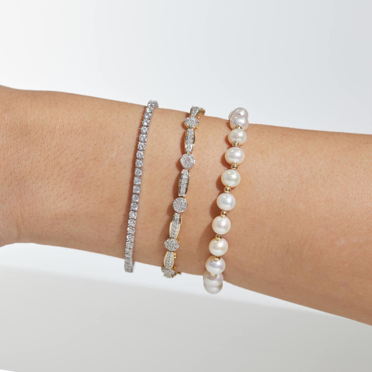 Born 18ct White Gold Lab Grown 3ct Round Diamond Tennis Style Bracelet