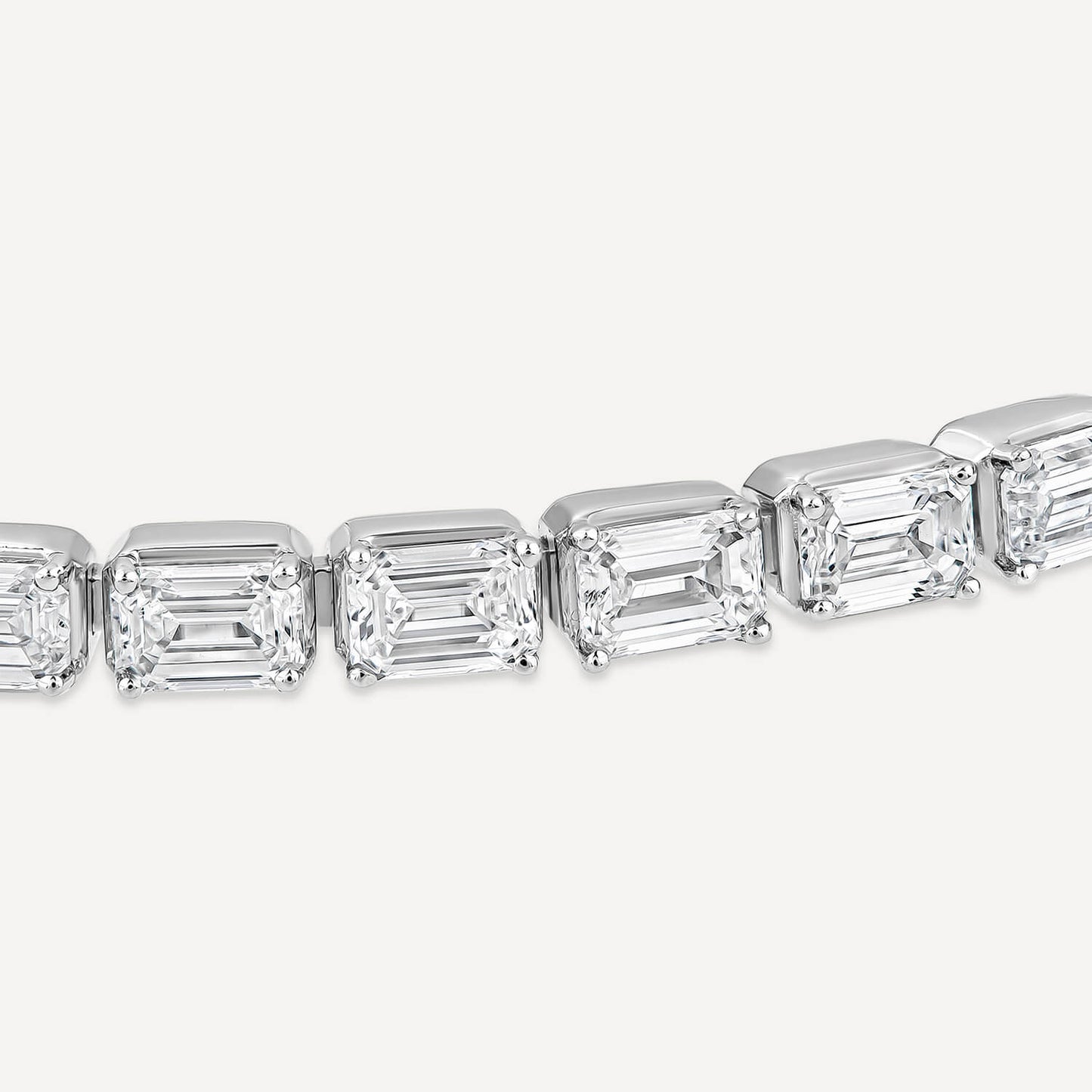 Born 18ct White Gold Lab Grown 7.50ct Diamond Emerald Cut Tennis Style Bracelet