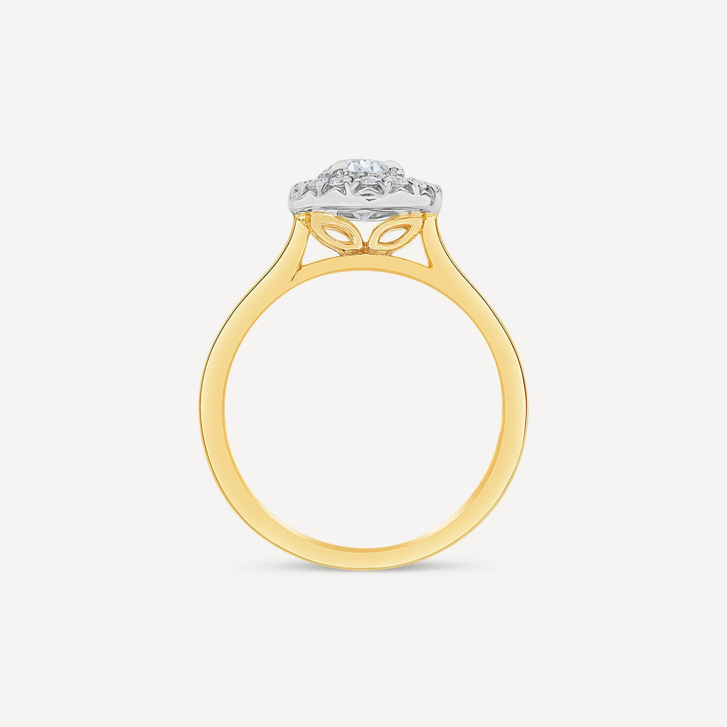 Born 18ct Yellow Gold 1.20ct Lab Grown Oval Halo Diamond Ring