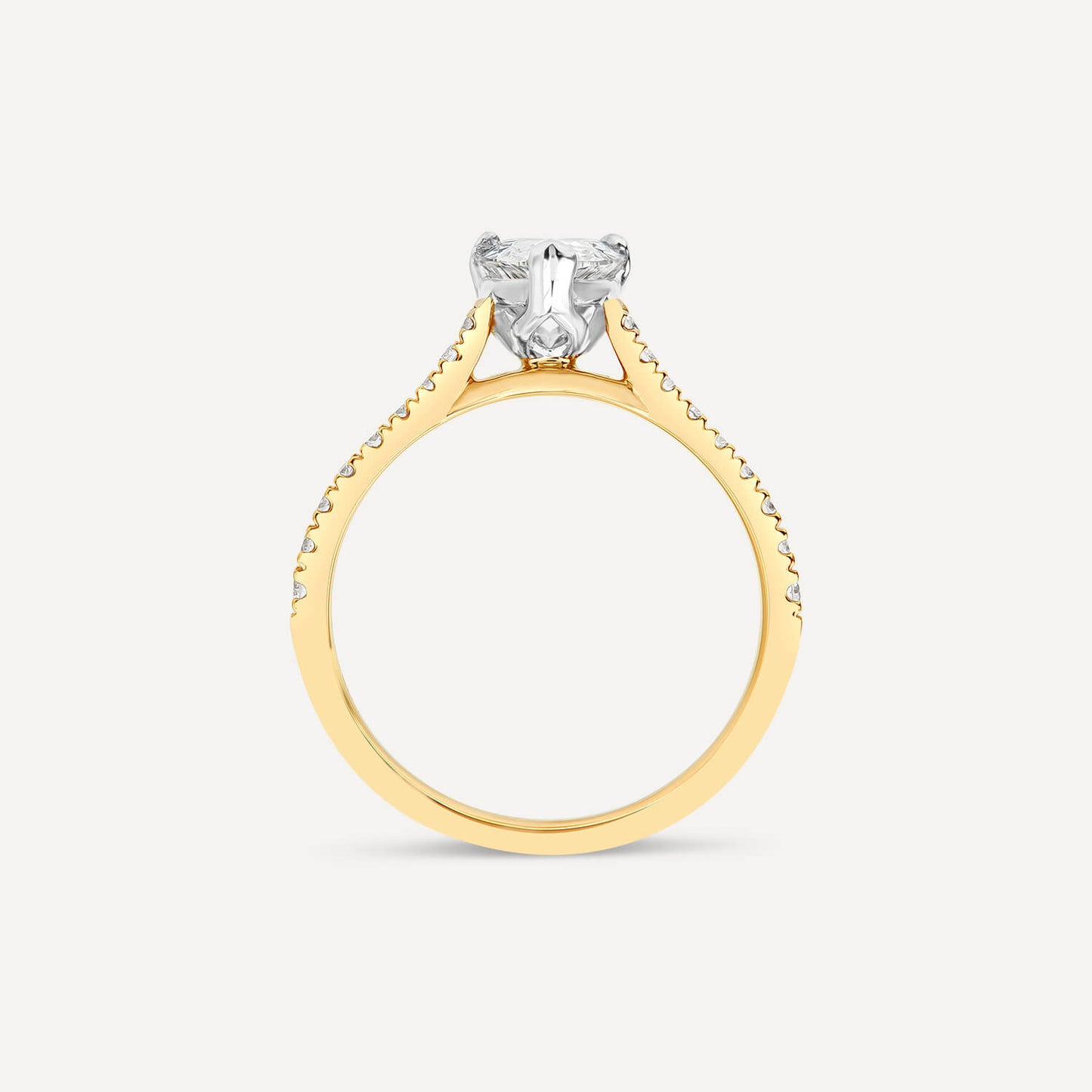 Born 18ct Yellow Gold 1.20ct Lab Grown Pear Solitiare & Diamond Sides Ring
