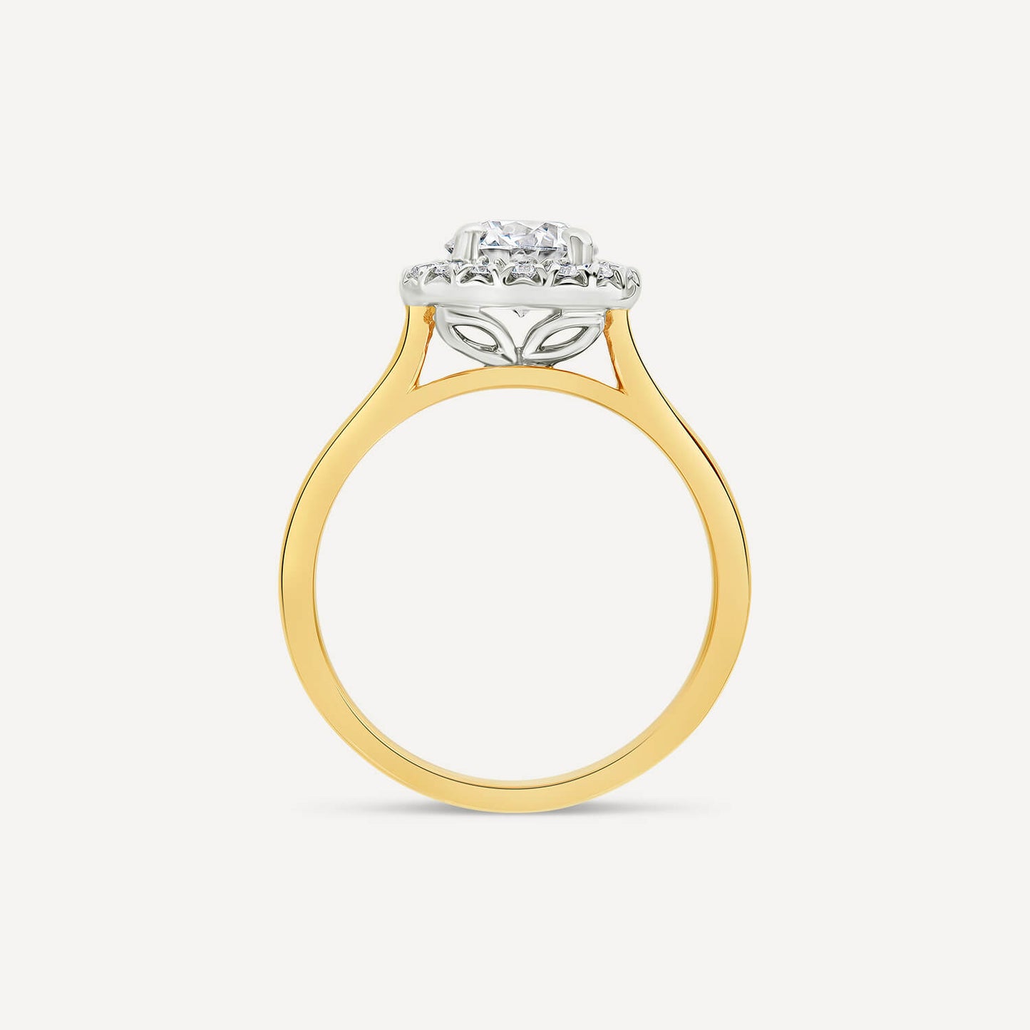 Born 18ct Yellow Gold 1.20ct Lab Grown Round Halo Diamond Ring