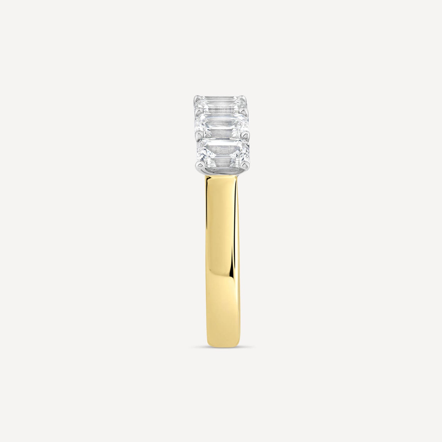 Born 18ct Yellow Gold 1.50ct Lab Grown 5 Stone Emerald Cut Half Eternity Diamond Ring