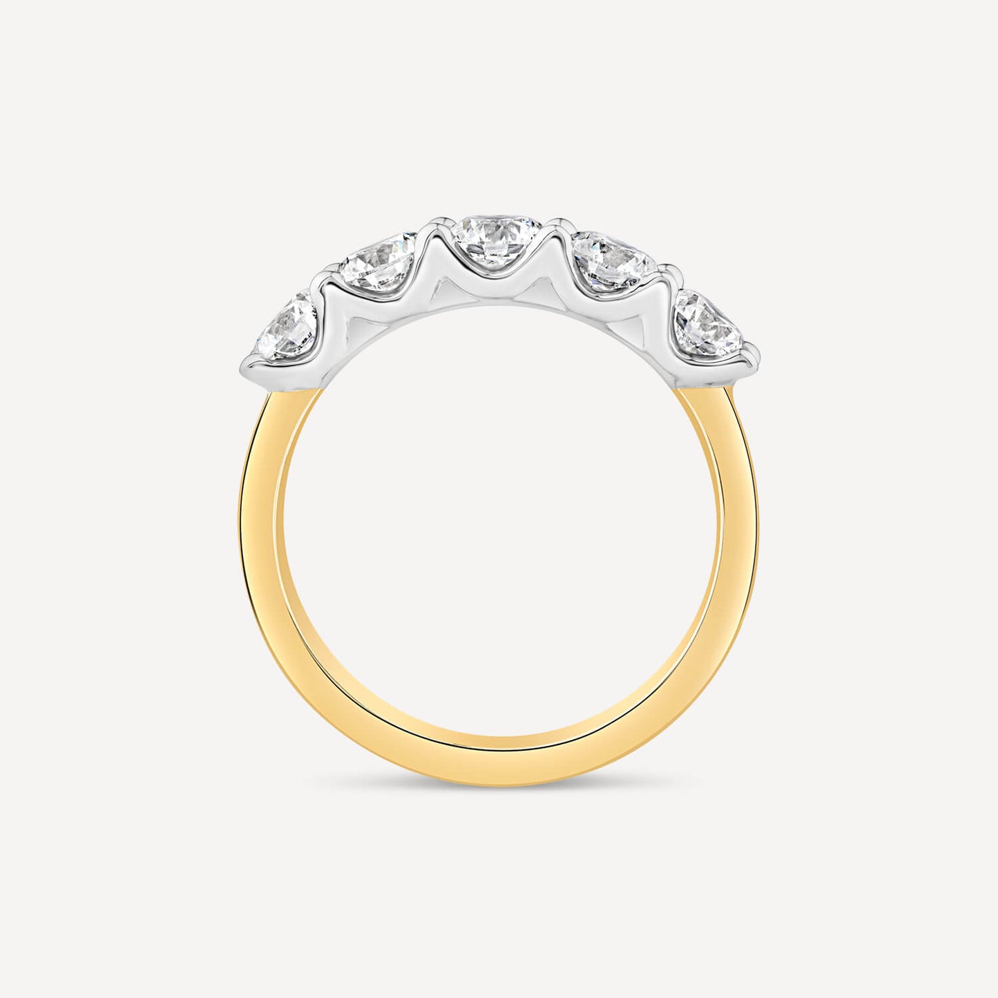 Born 18ct Yellow Gold 1.50ct Lab Grown 5 Stone Half Eternity Diamond Ring