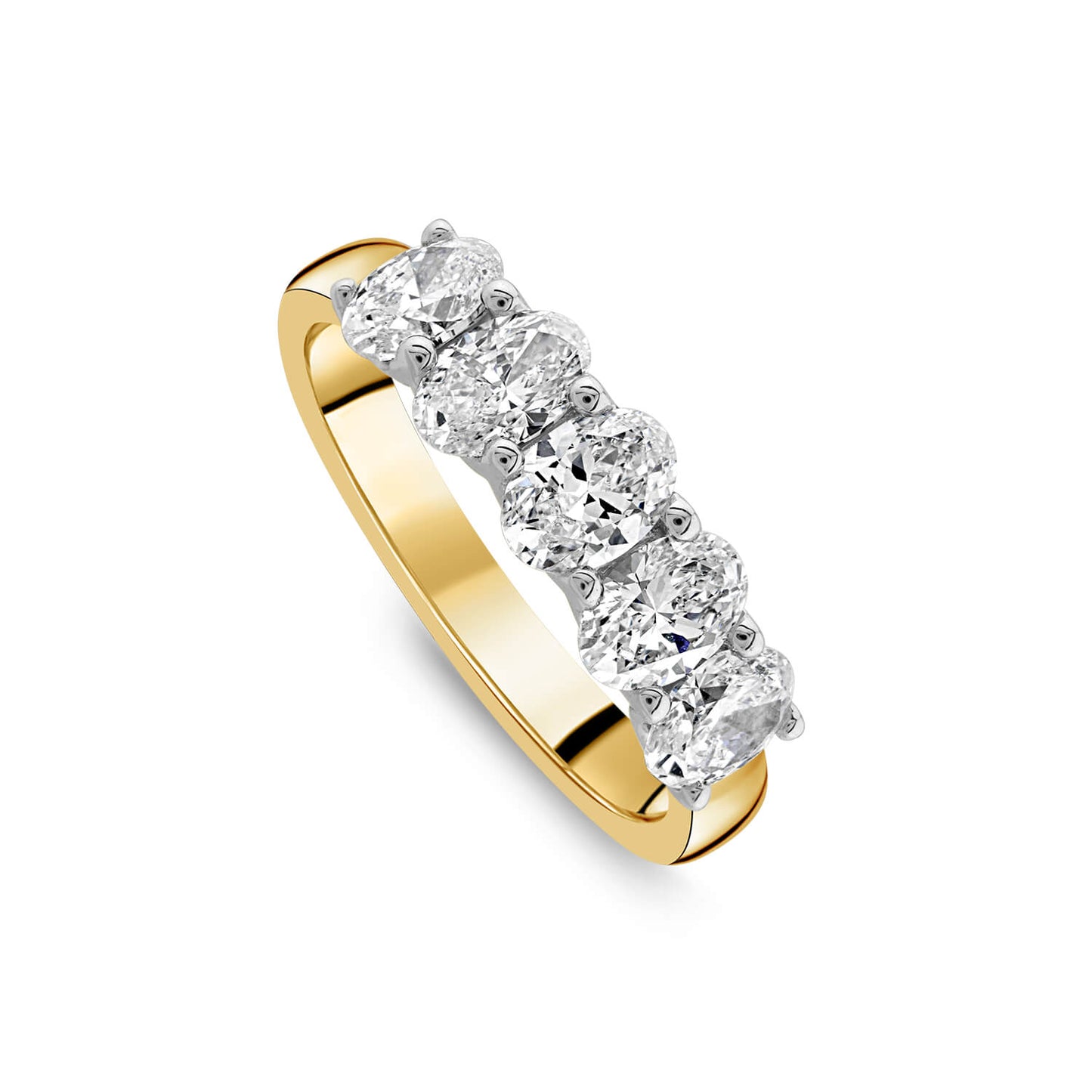 Born 18ct Yellow Gold 1.5ct Lab Grown Oval 5 Stone Half Eternity Diamond Ring
