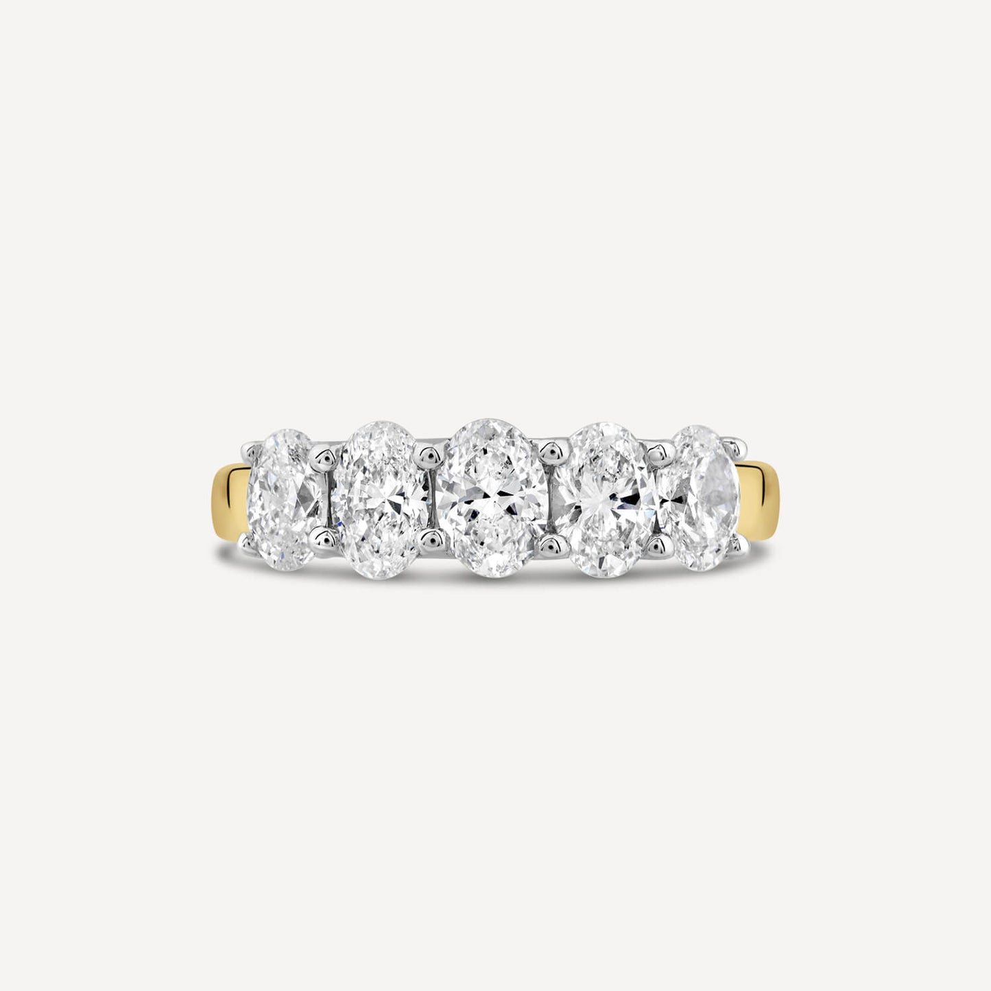 Born 18ct Yellow Gold 1.5ct Lab Grown Oval 5 Stone Half Eternity Diamond Ring