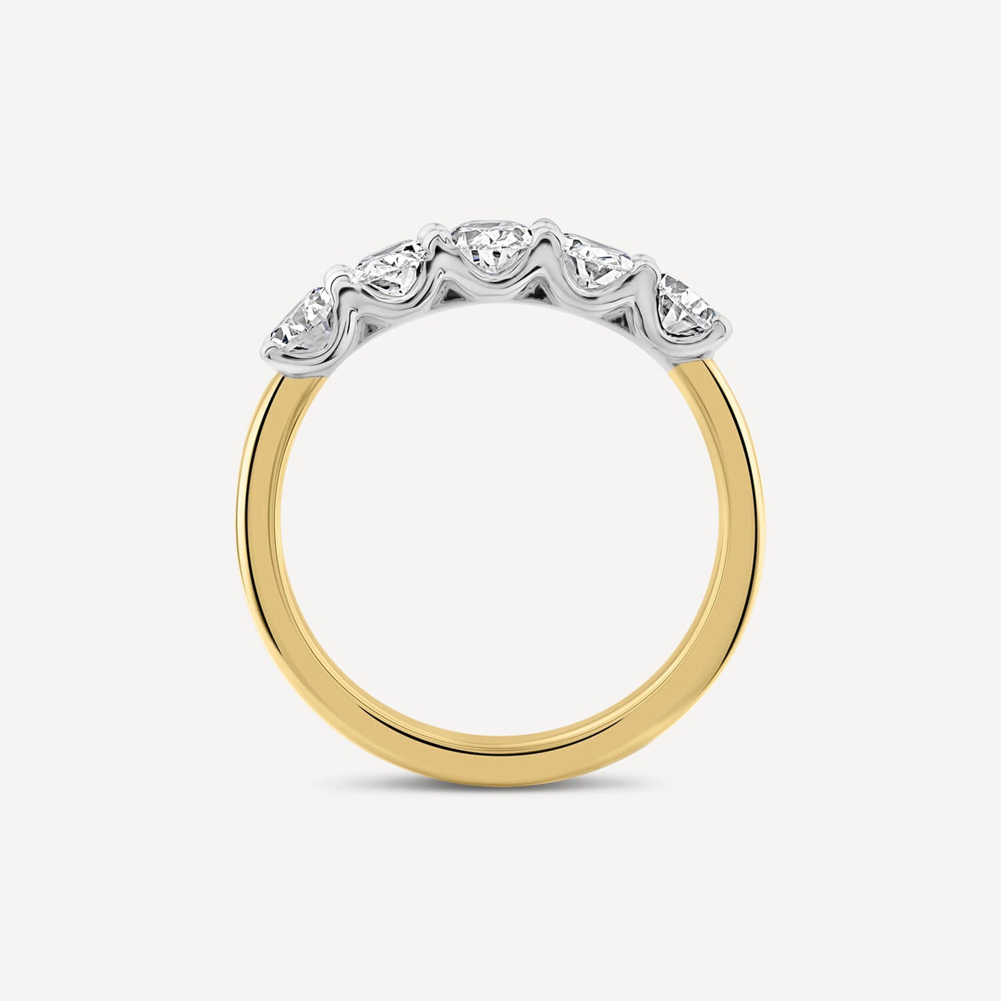 Born 18ct Yellow Gold 1.5ct Lab Grown Oval 5 Stone Half Eternity Diamond Ring