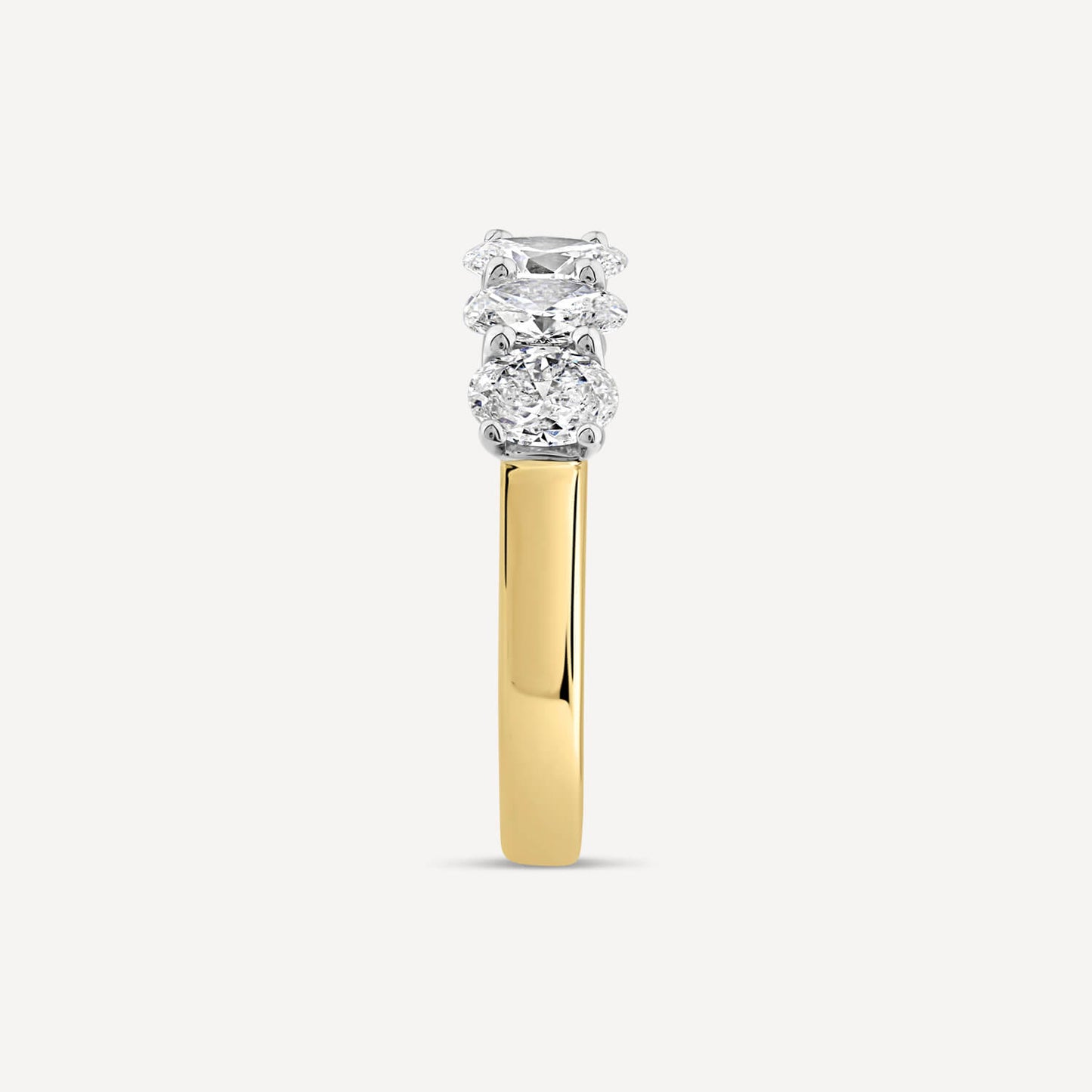 Born 18ct Yellow Gold 1.5ct Lab Grown Oval 5 Stone Half Eternity Diamond Ring