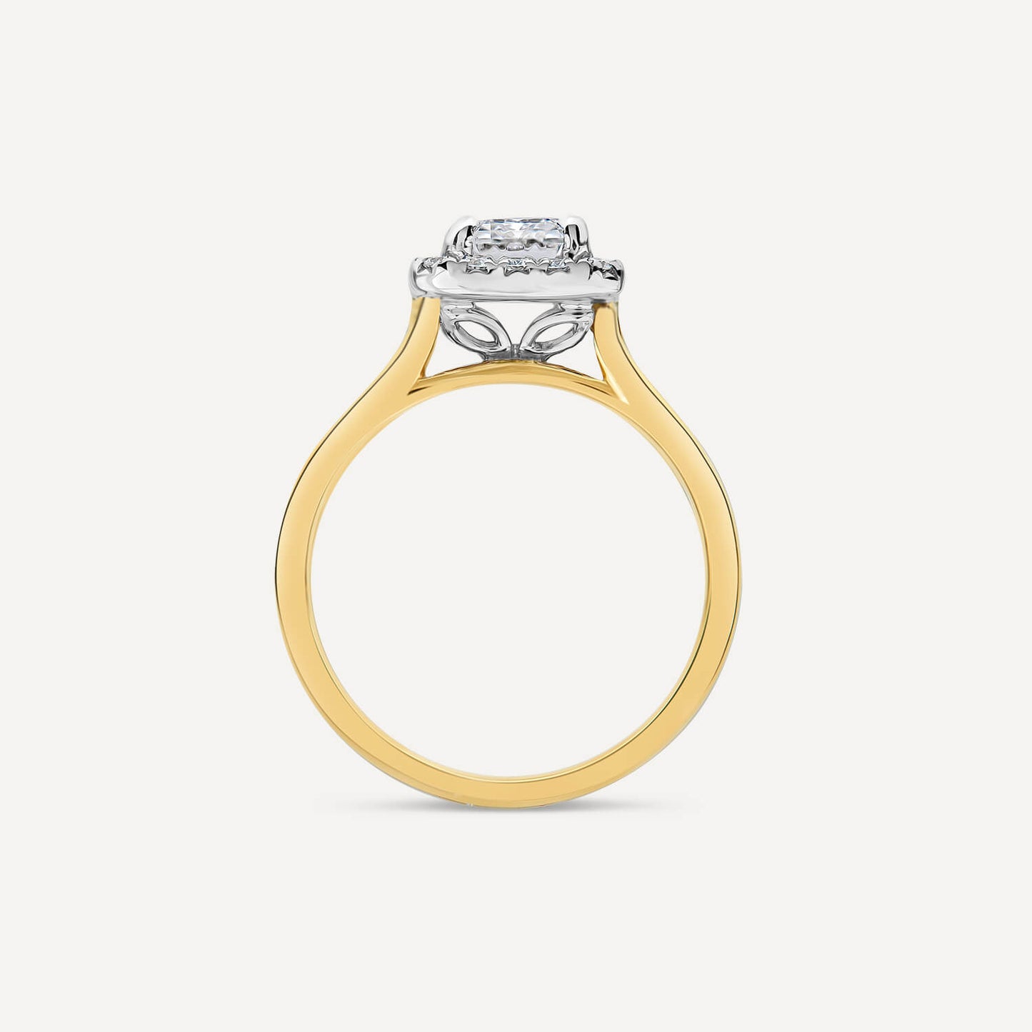 Born 18ct Yellow Gold 1.72ct Lab Grown Emerald Cut Halo Diamond Ring