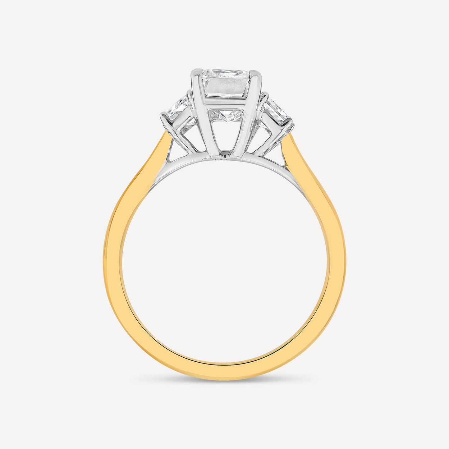 Born 18ct Yellow Gold 1.86ct Lab Grown Emerald Centre & Trapezoid Shaped Sides Diamond Ring