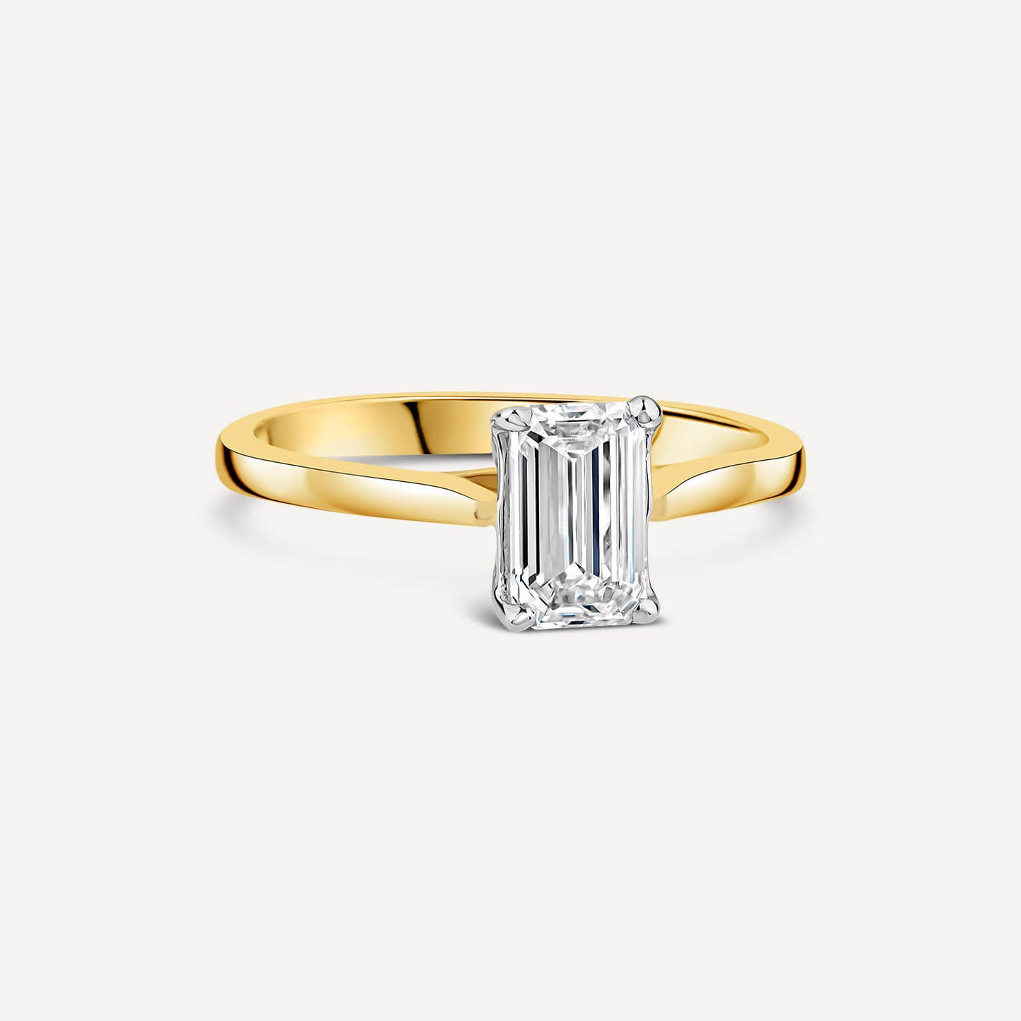 Born 18ct Yellow Gold 1ct Lab Grown Emerald Cut Diamond Ring