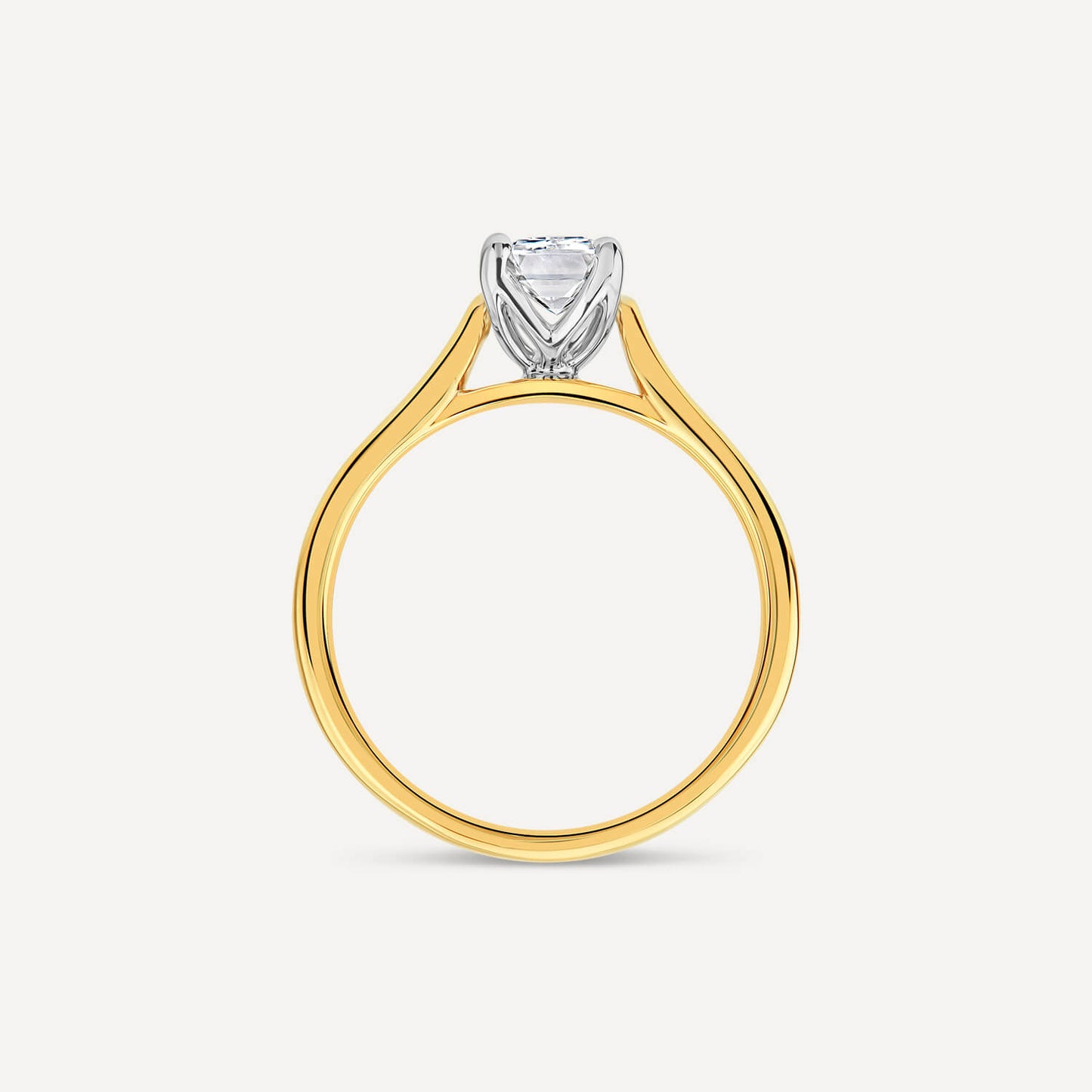 Born 18ct Yellow Gold 1ct Lab Grown Emerald Cut Diamond Ring