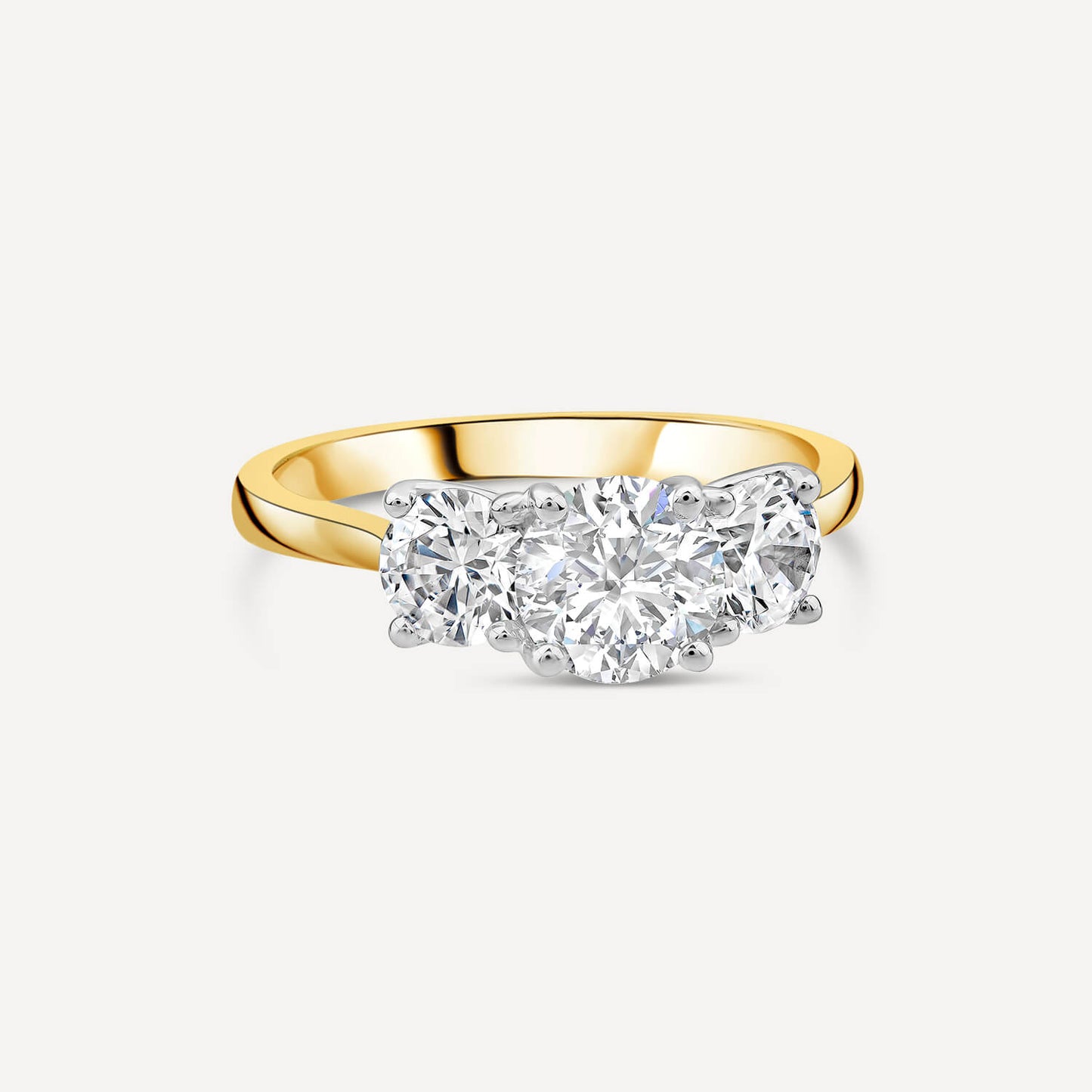 Born 18ct Yellow Gold 2ct 3 Stone Round Brilliant Diamond Ring