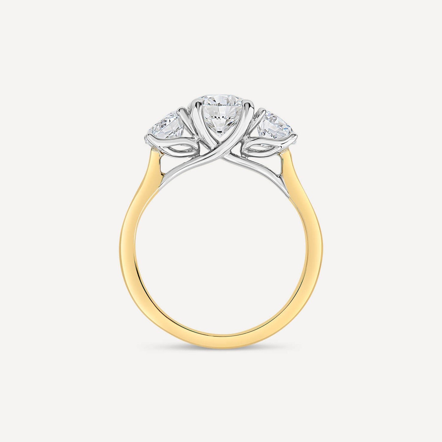 Born 18ct Yellow Gold 2ct 3 Stone Round Brilliant Diamond Ring