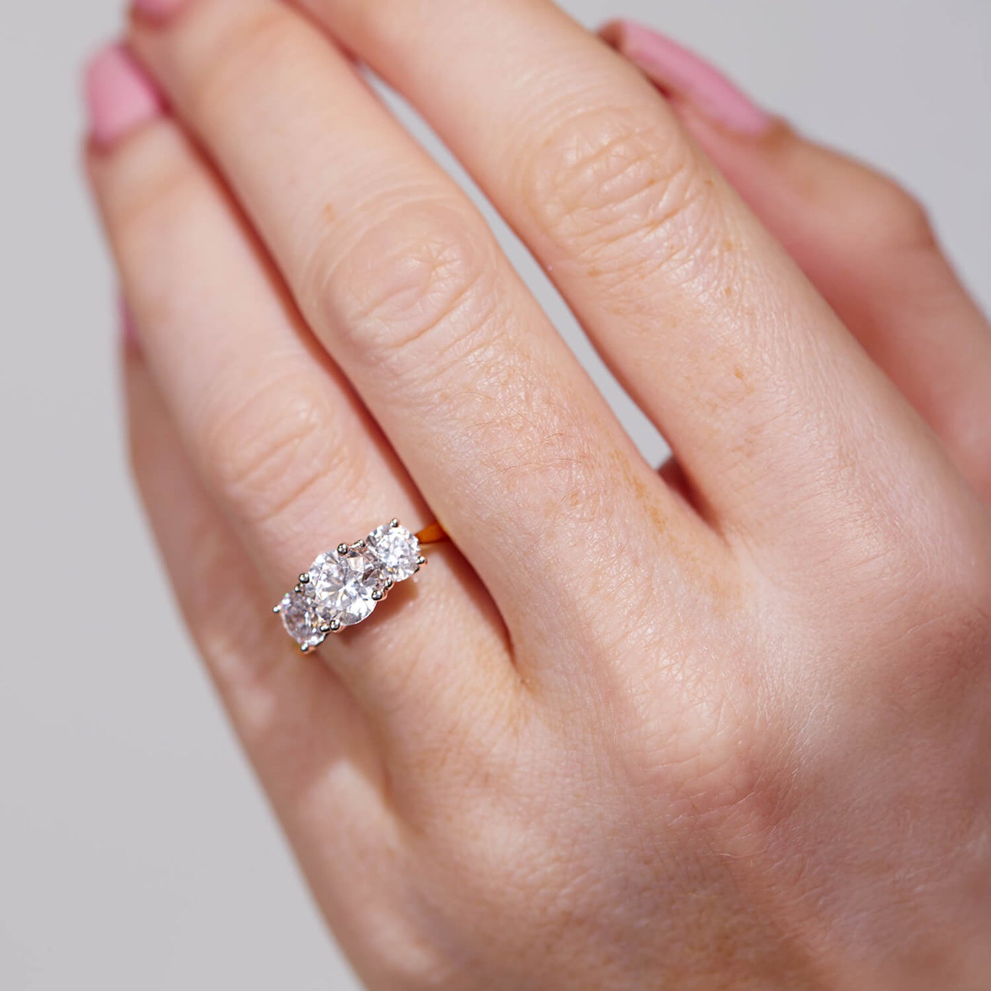 Born 18ct Yellow Gold 2ct 3 Stone Round Brilliant Diamond Ring