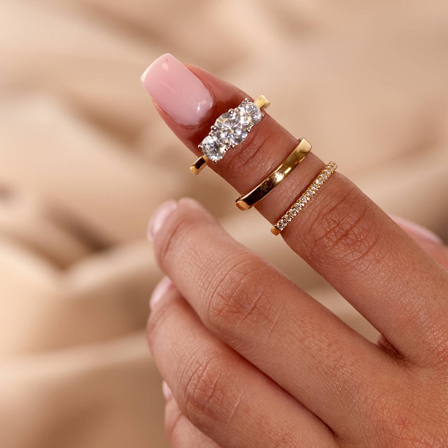 Born 18ct Yellow Gold 2ct 3 Stone Round Brilliant Diamond Ring