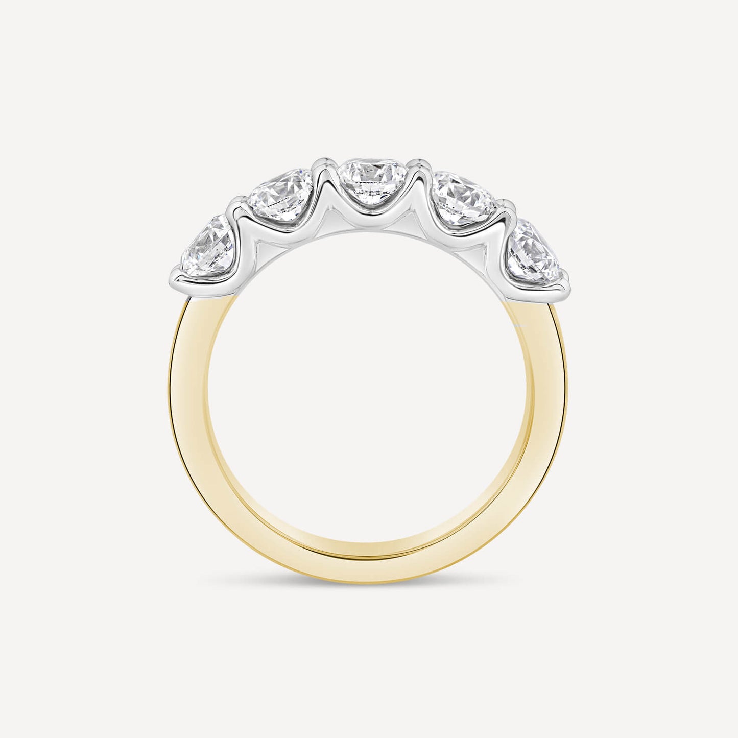 Born 18ct Yellow Gold 2ct Lab Grown 5 Stone Diamond Half Eternity Ring