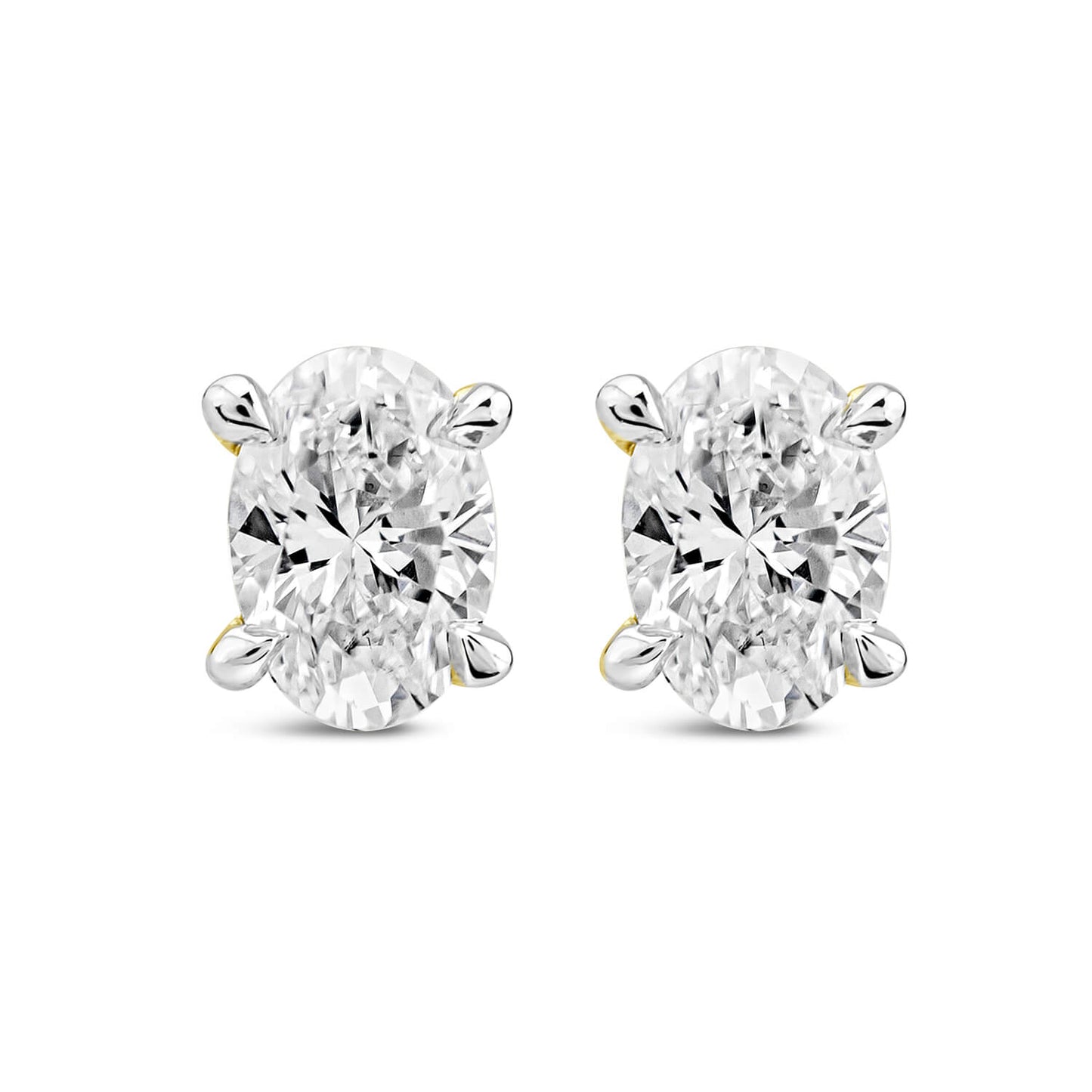 Born 18ct Yellow Gold Lab Grown 0.40ct Diamond Oval Stud Earrings