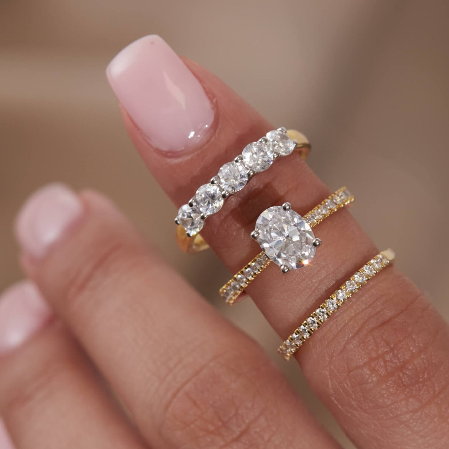 Born 18ct Yellow Gold Lab Grown 1.20ct Oval & Diamond Sides Ring