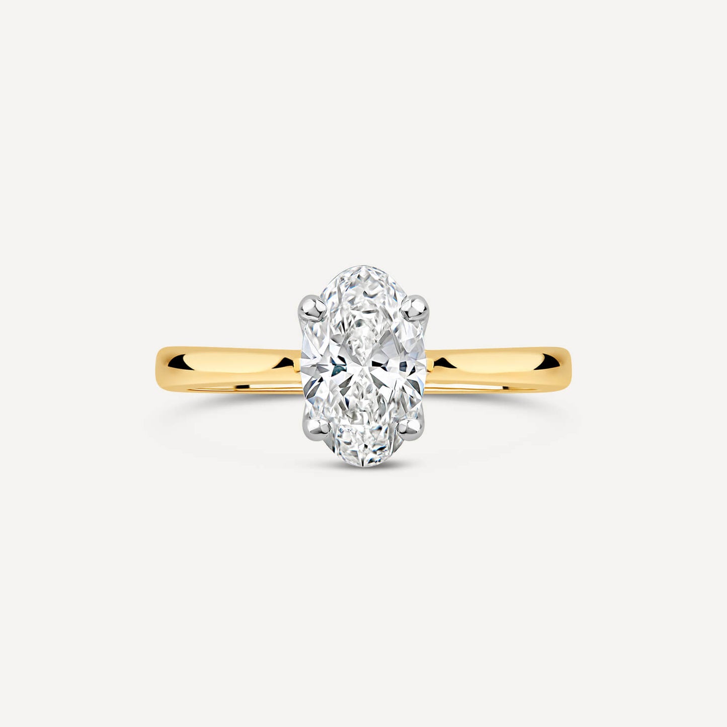Born 18ct Yellow Gold Lab Grown 1.20ct Solitaire Oval Diamond Ring