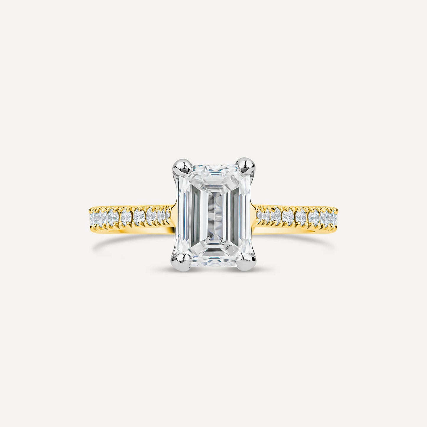 Born 18ct Yellow Gold Lab Grown 1.70ct Emerald Cut & Diamond Sides Ring