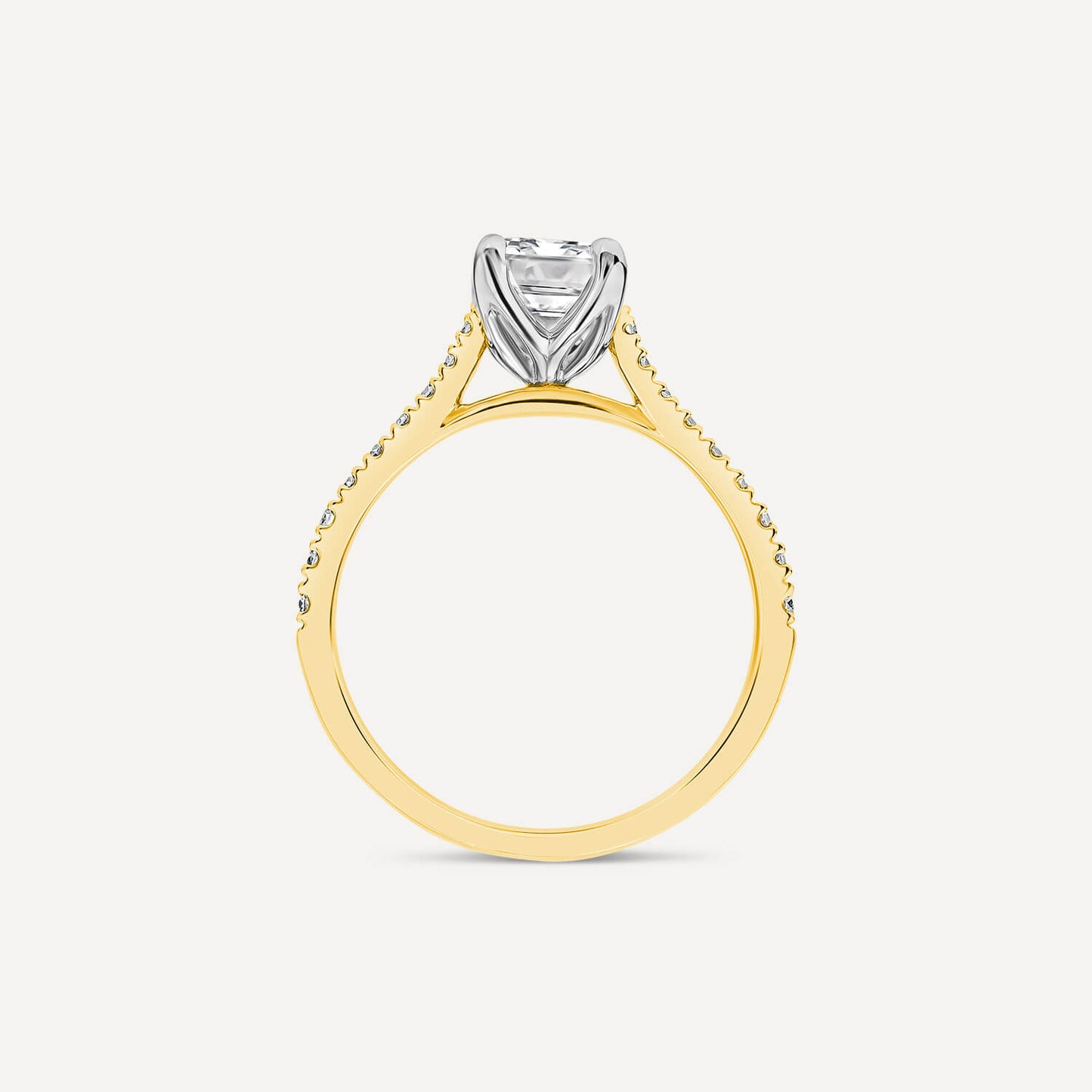 Born 18ct Yellow Gold Lab Grown 1.70ct Emerald Cut & Diamond Sides Ring