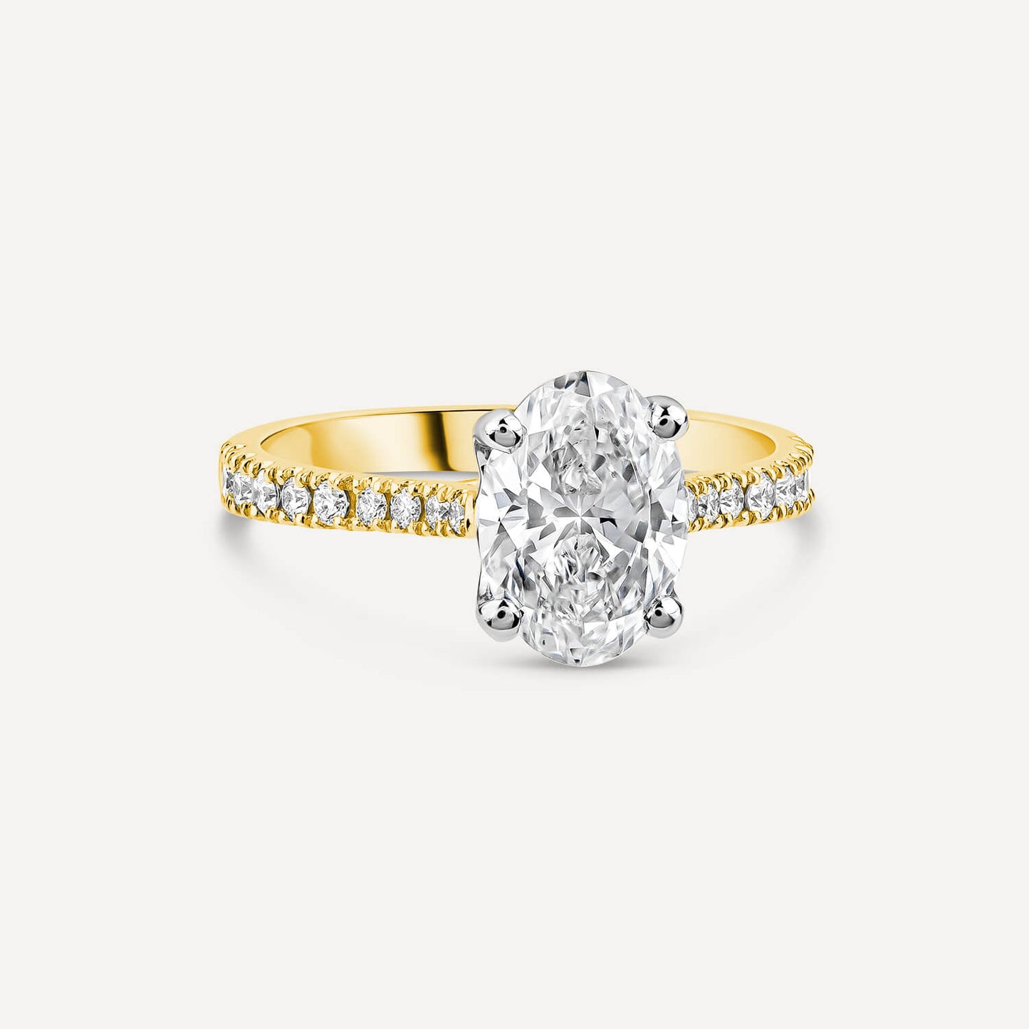 Born 18ct Yellow Gold Lab Grown 1.70ct Oval & Diamond Sides Ring