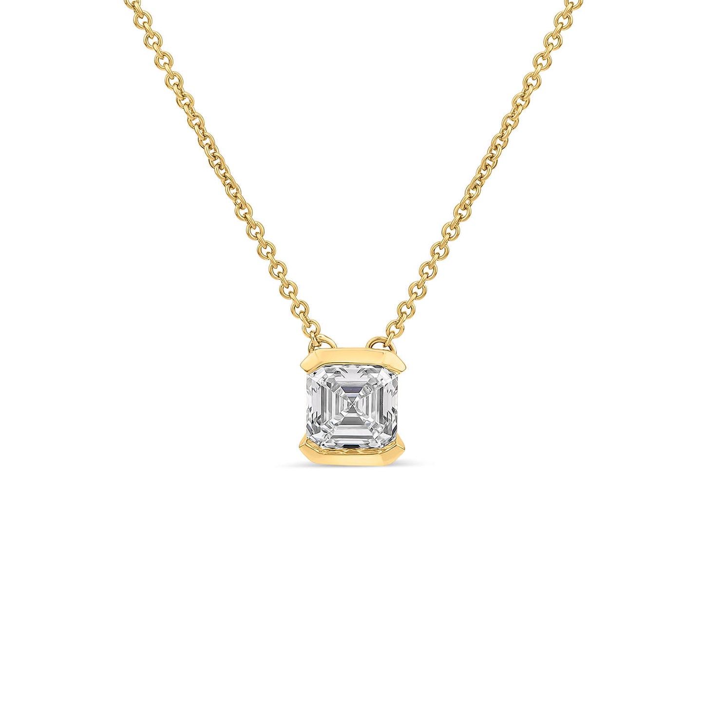 Born 1ct Classic 9ct Yellow Gold Lab Grown 1.00ct Asscher Cut Diamond Pendant