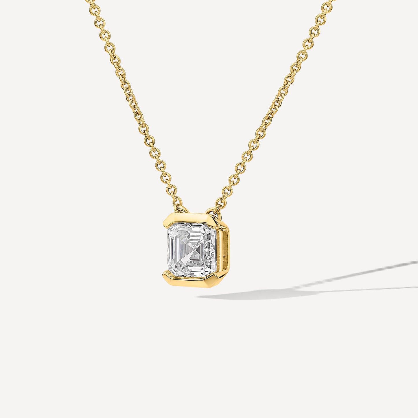 Born 1ct Classic 9ct Yellow Gold Lab Grown 1.00ct Asscher Cut Diamond Pendant
