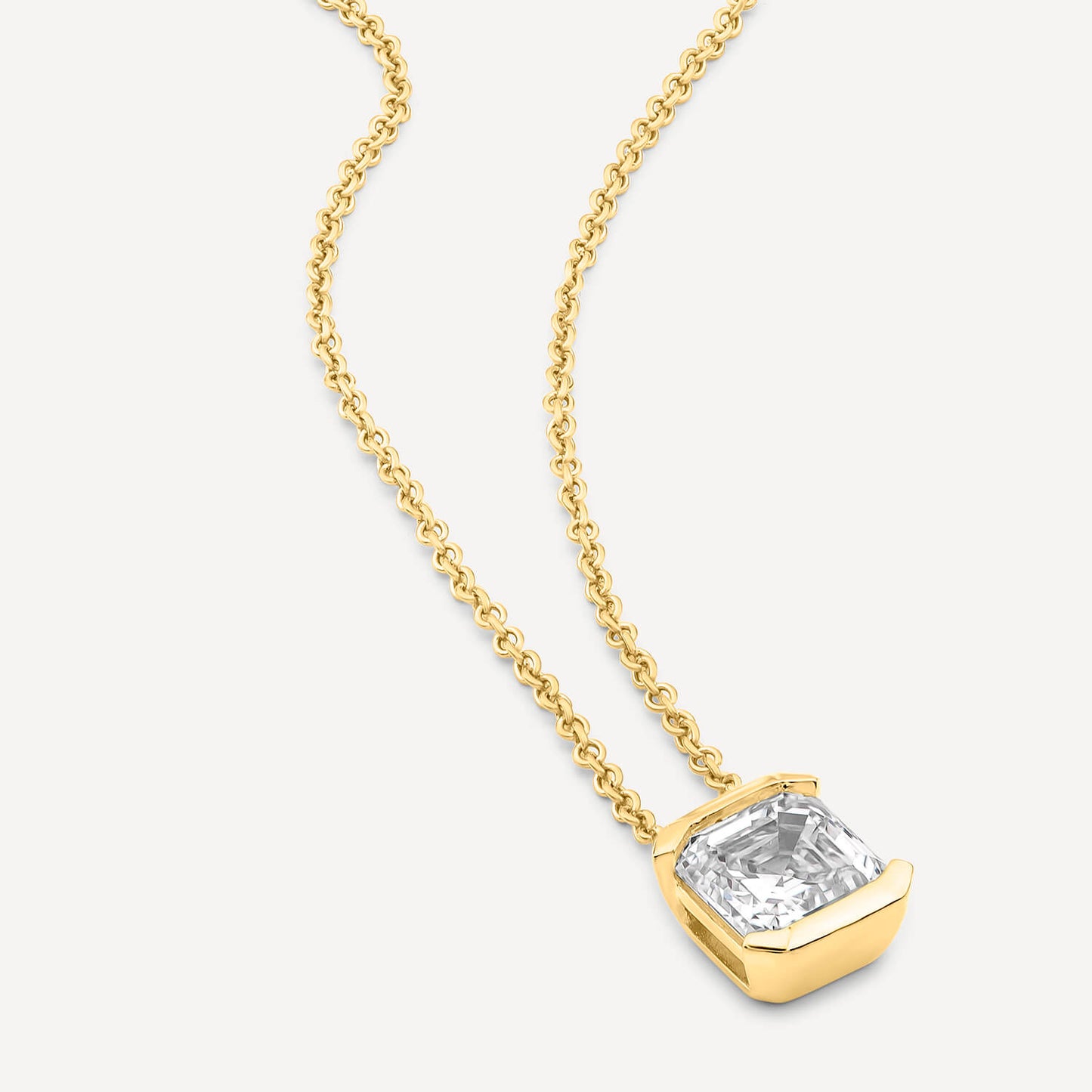 Born 1ct Classic 9ct Yellow Gold Lab Grown 1.00ct Asscher Cut Diamond Pendant