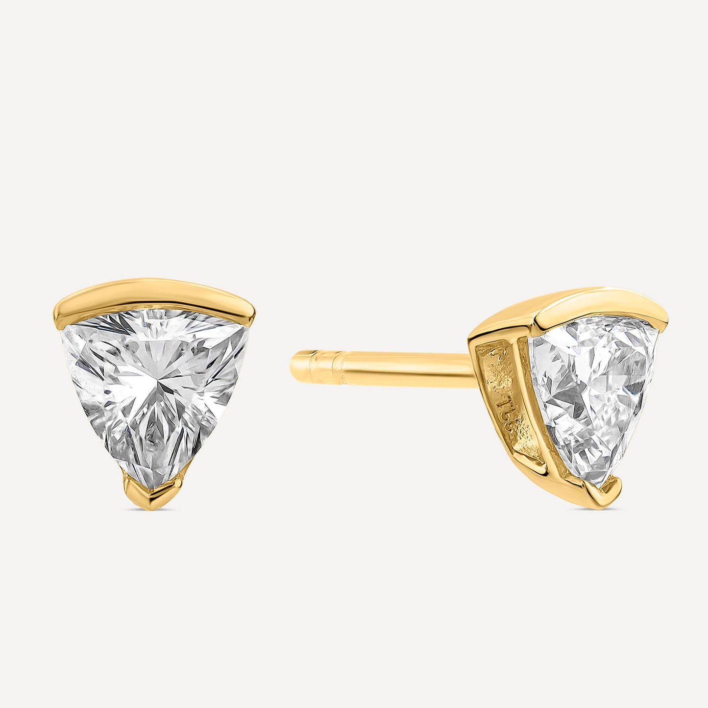 Born 1ct Classic 9ct Yellow Gold Lab Grown 1.00ct Trillion Cut Diamond Stud Earrings