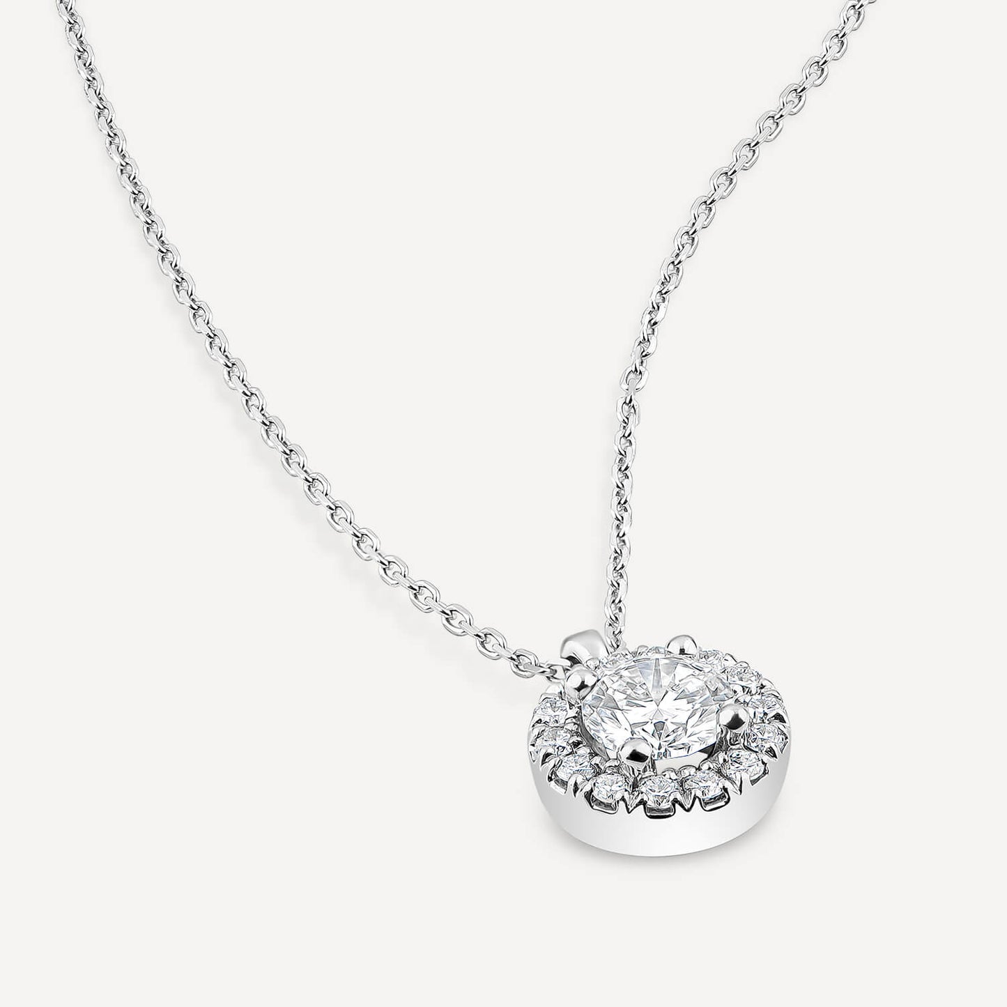Born 9ct White Gold Lab Grown 0.52ct Halo Diamond Pendant